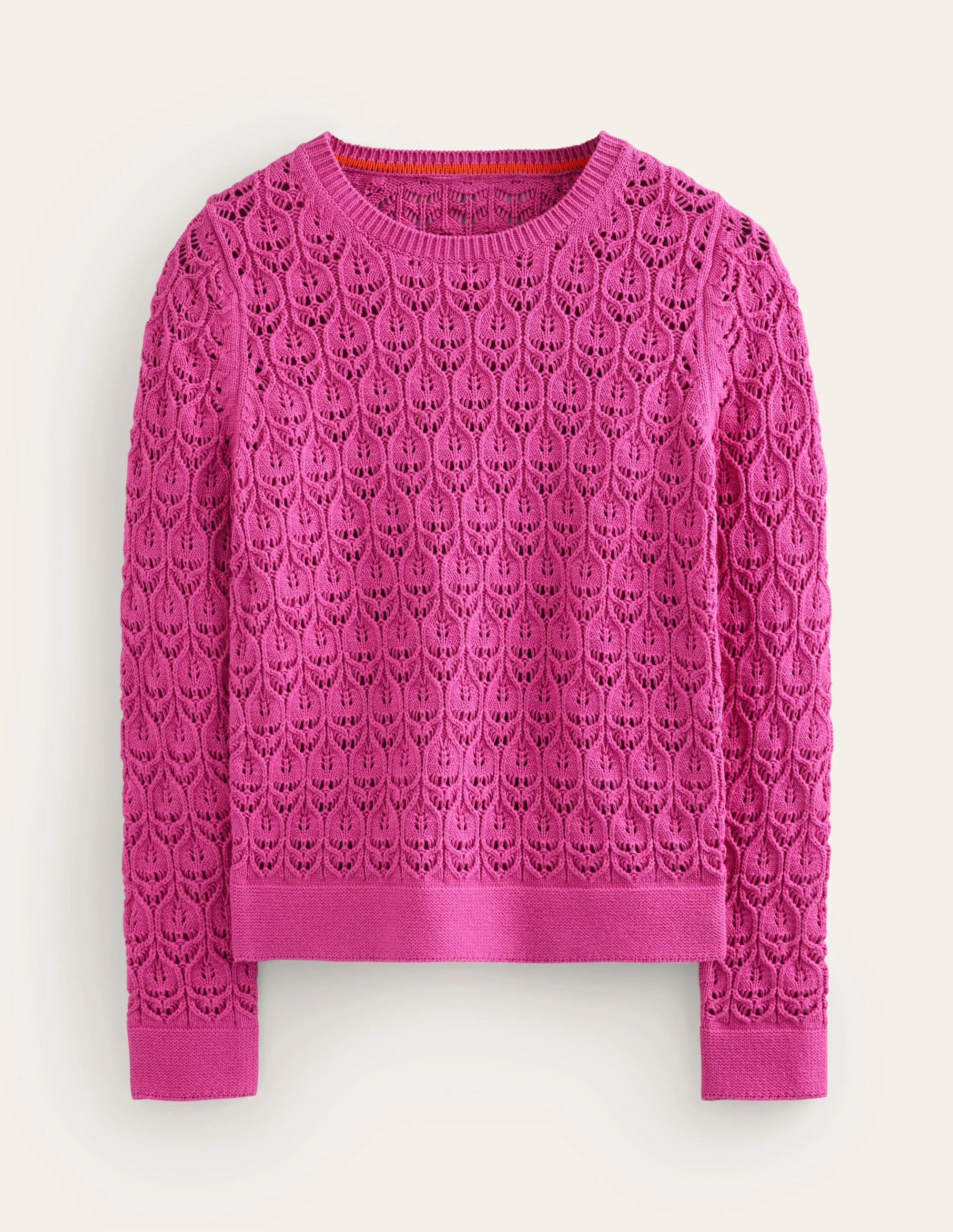 Crochet Knit Sweater-Cosmos Pink - Image 5