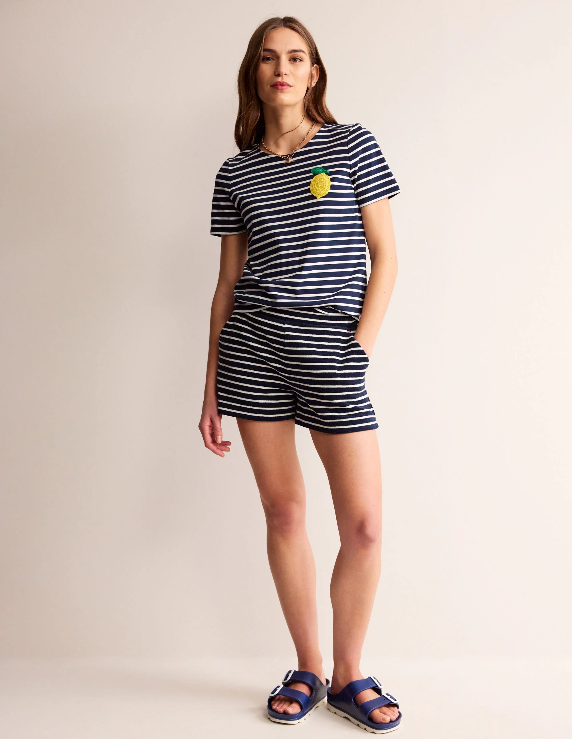 Crochet T-shirt-Navy, Ivory Lemons - Image 4