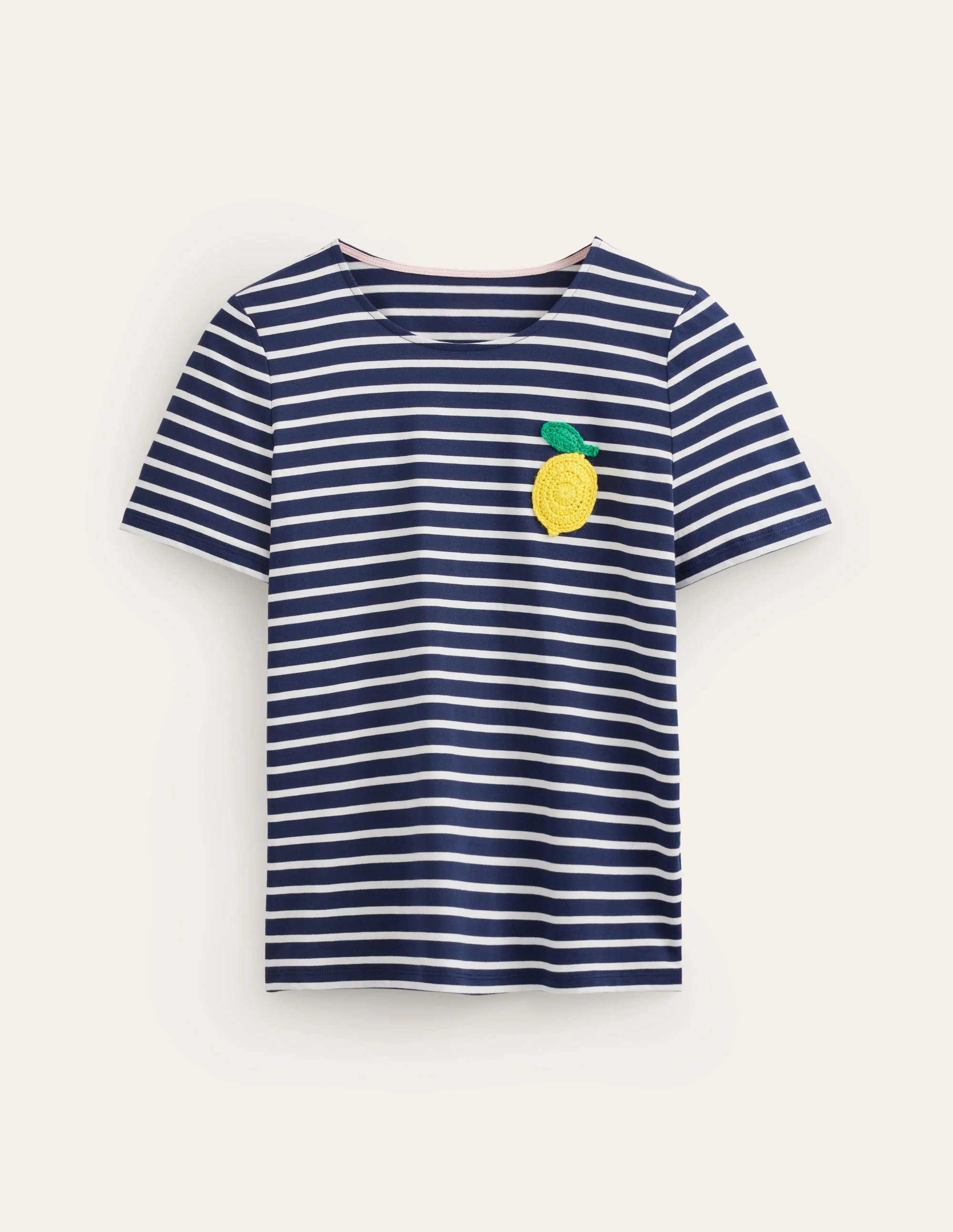 Crochet T-shirt-Navy, Ivory Lemons - Image 5