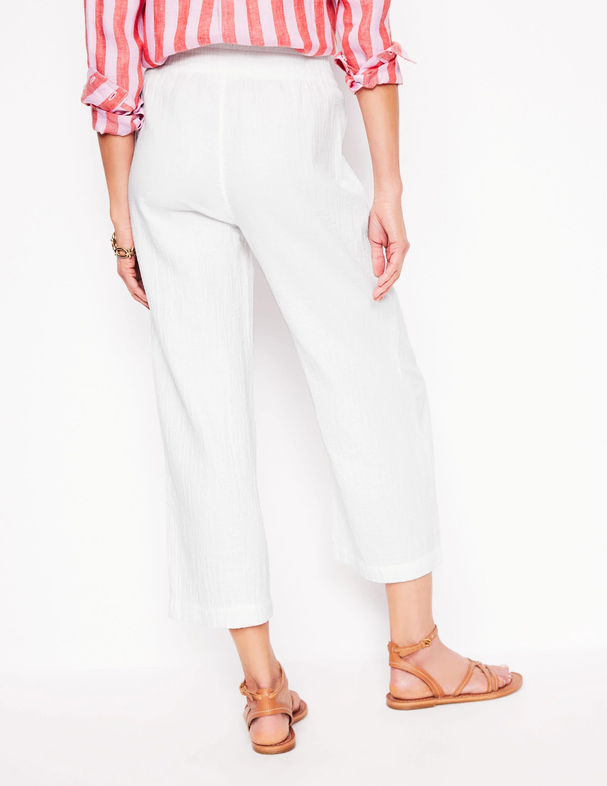 Cropped Double Cloth Pants-White - Image 4