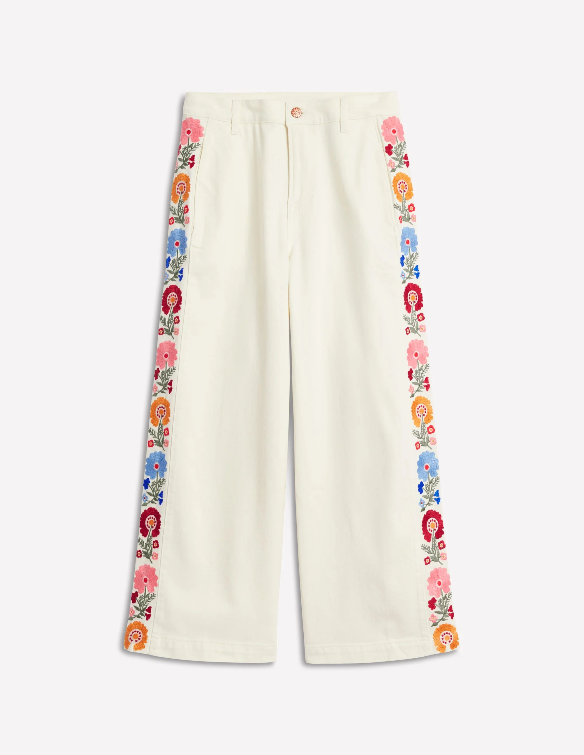 Cropped Embroidered Jeans-Ivory Embroidery - Image 8