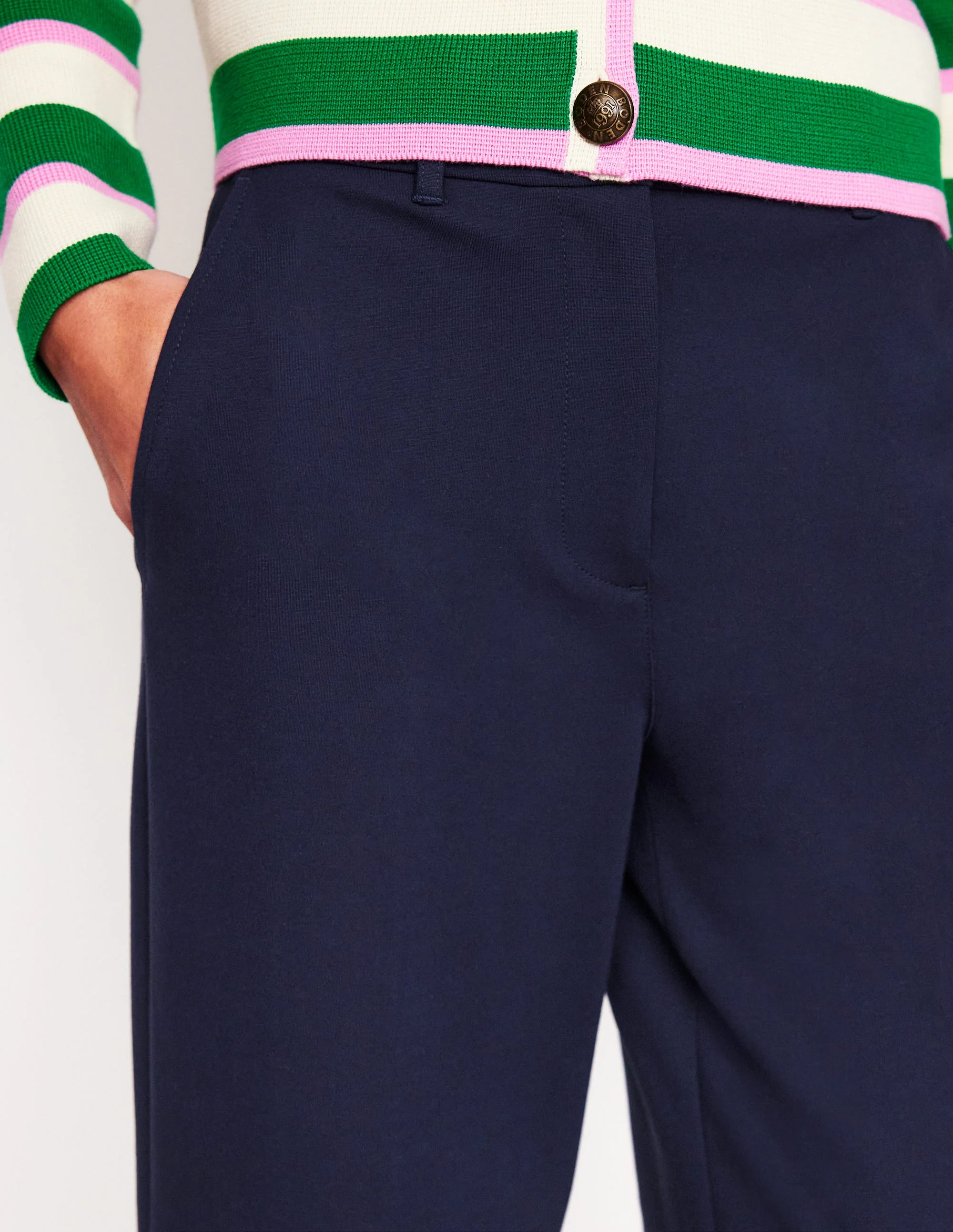 Cropped Ponte Pants-Navy - Image 2