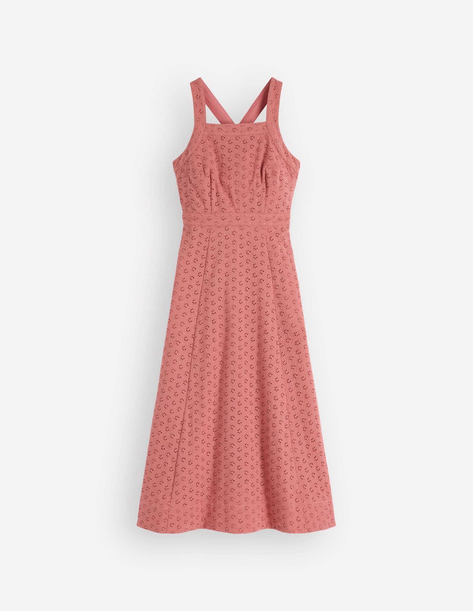 Cross Back Broderie Midi Dress-Vintage Rose Broderie - Image 6