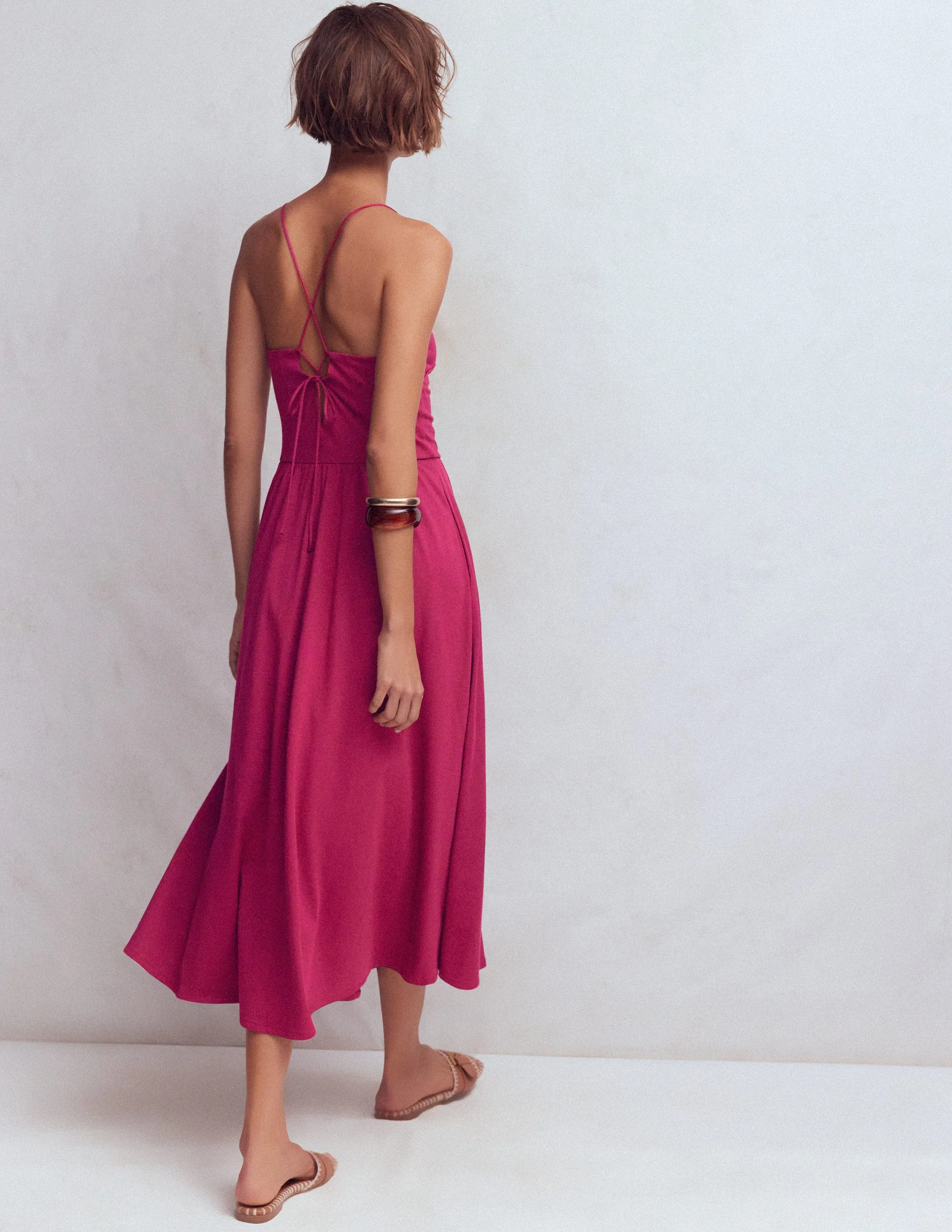 Cross Back Jersey Dress-Beet Red - Image 4