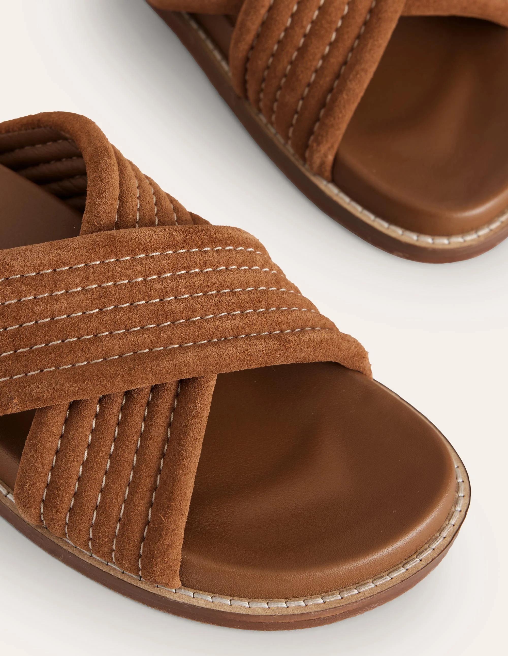 Cross Strap Sliders-Tan - Image 4