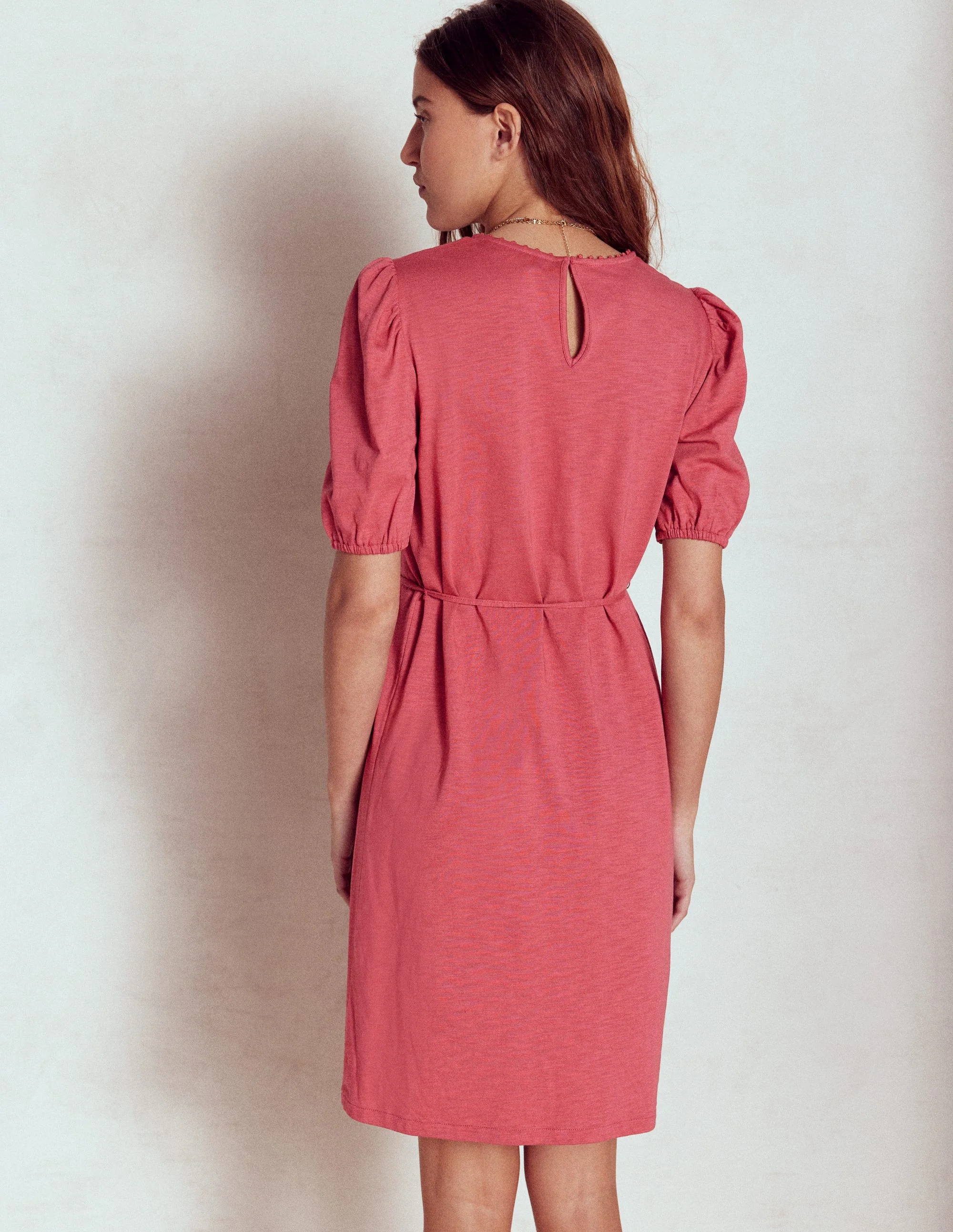 Cutwork Detail Short Dress-Terracotta - Image 3