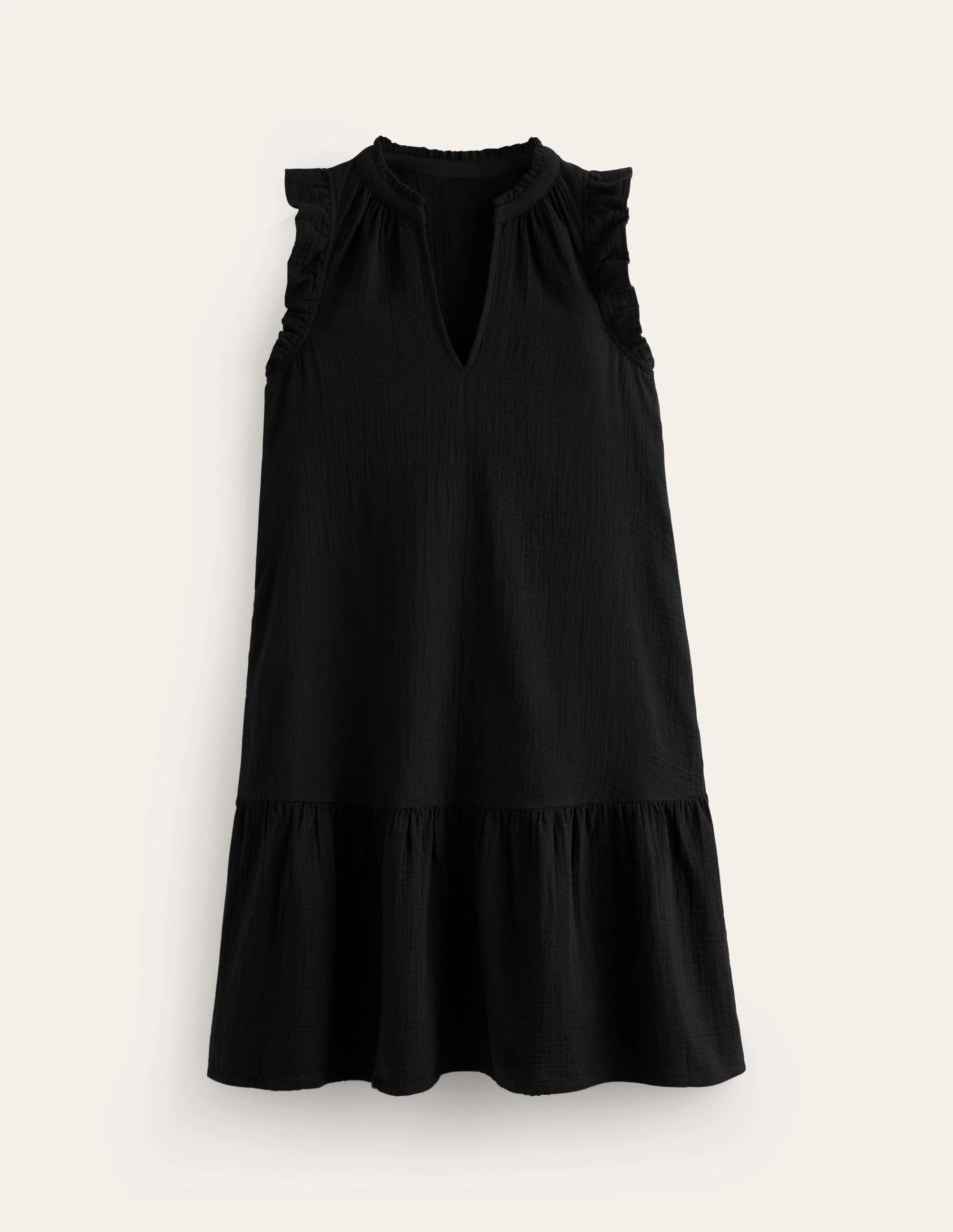 Daisy Double Cloth Short Dress-Black - Image 5