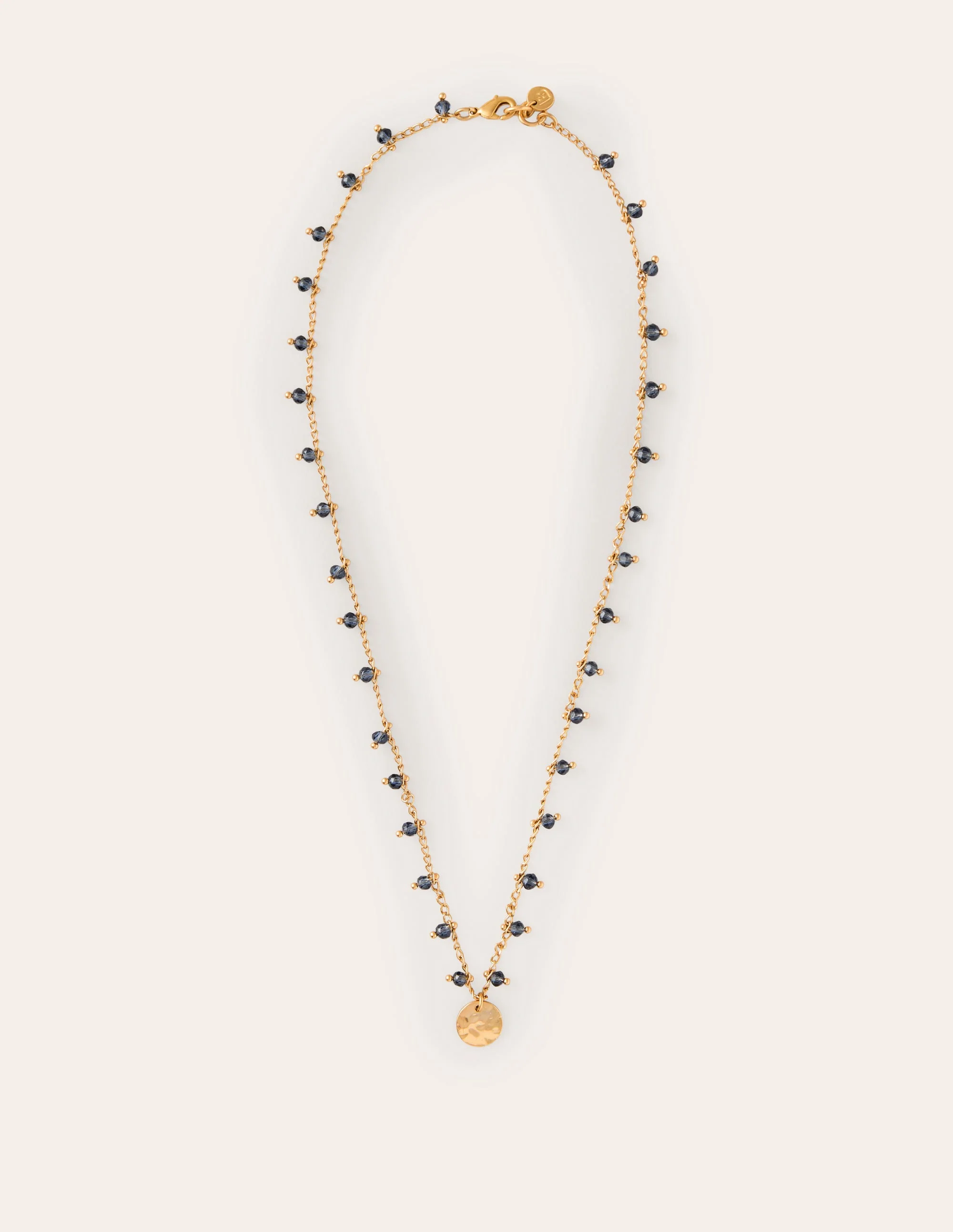 Delicate Bead Necklace-Navy - Image 2