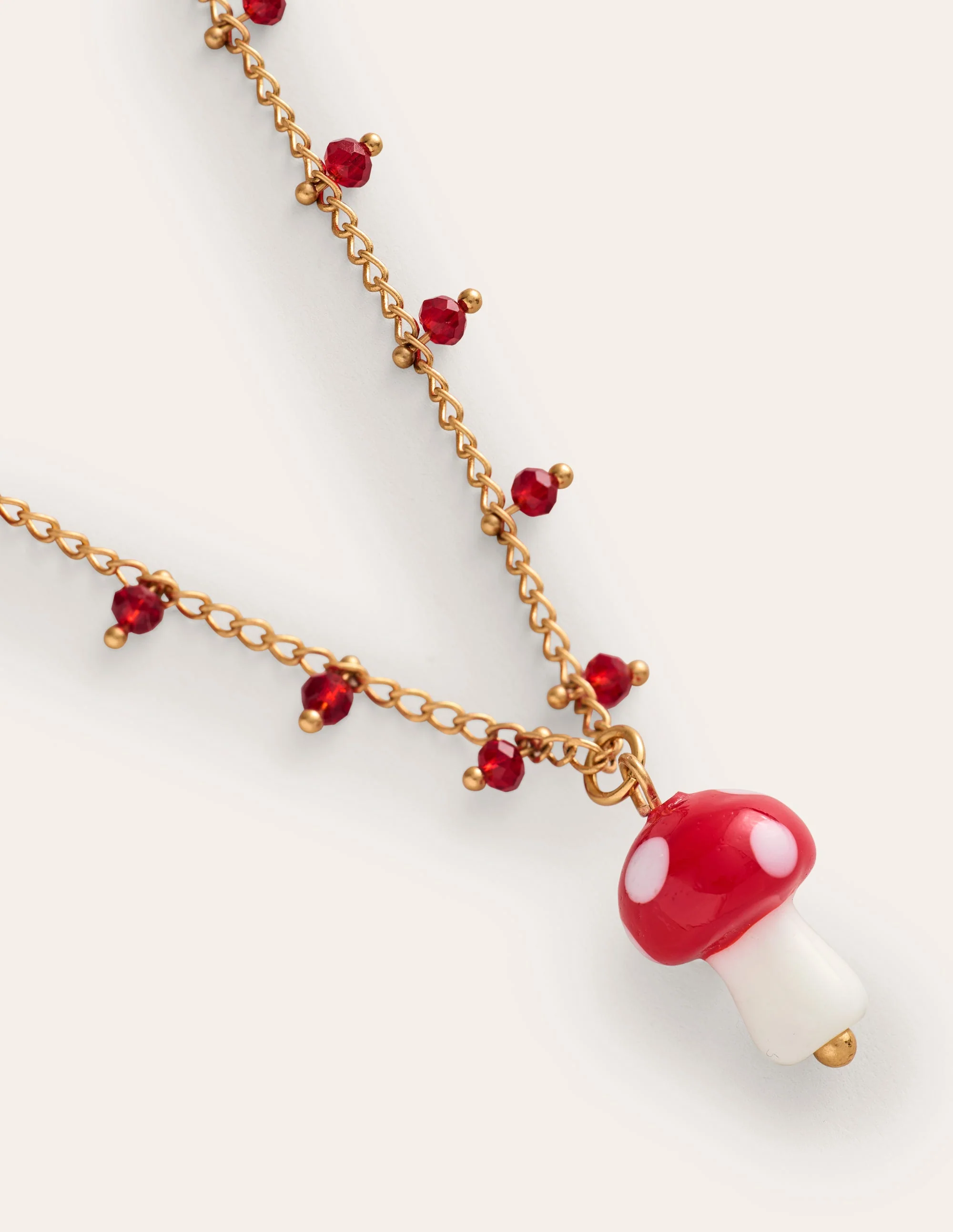 Delicate Bead Necklace-Red Mushroom - Image 3