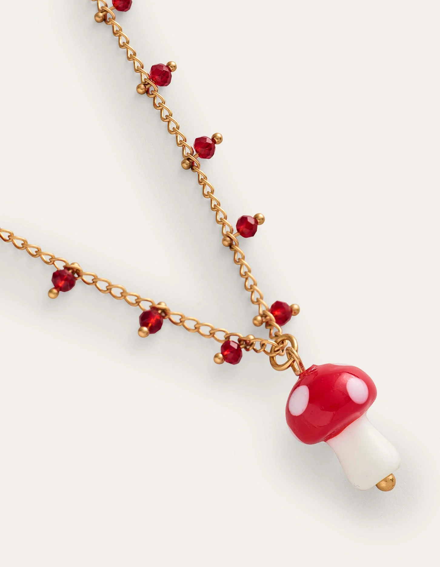 Delicate Bead Necklace-Red Mushroom - Image 4