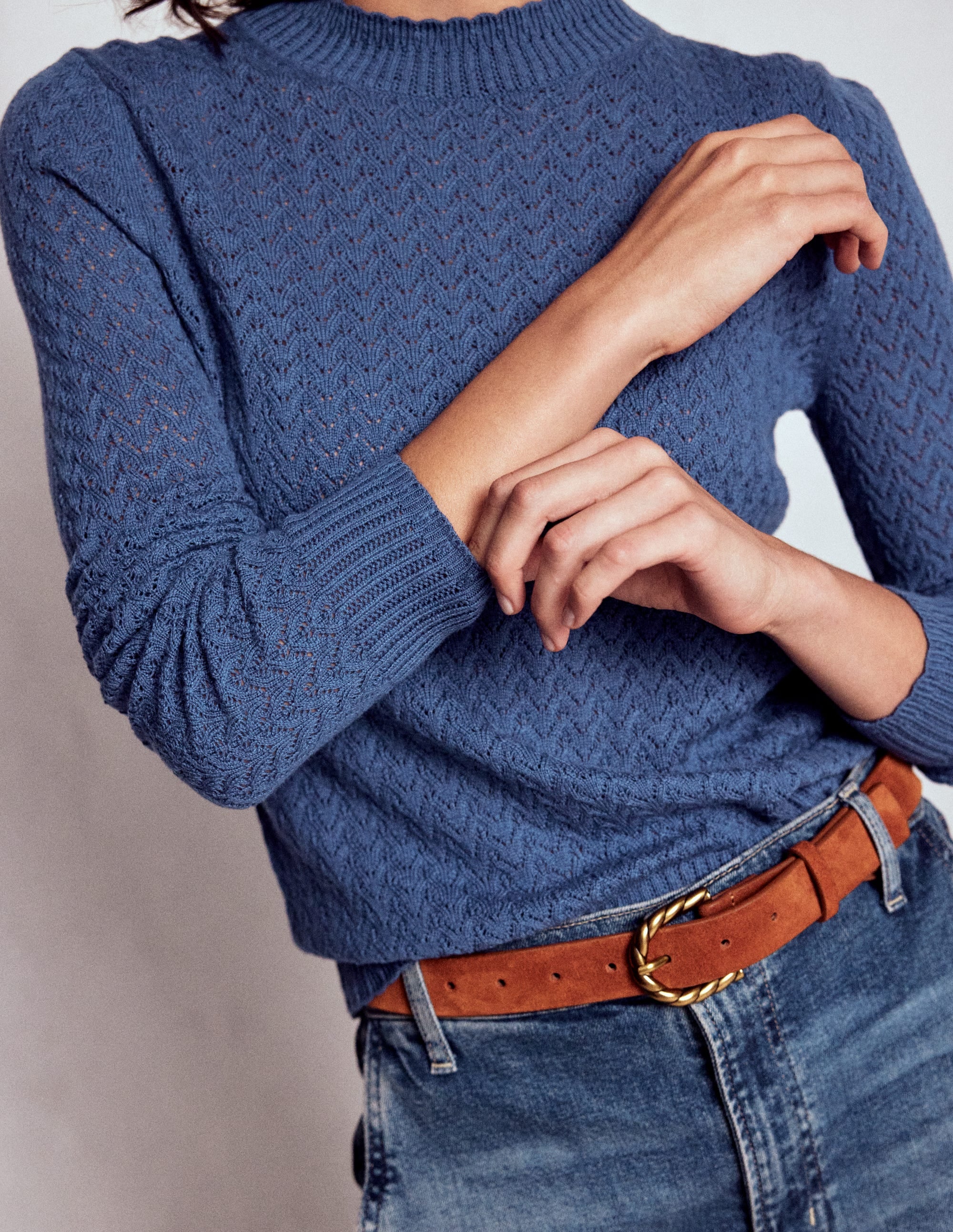 Diane Pointelle Sweater-Denim Blue - Image 2