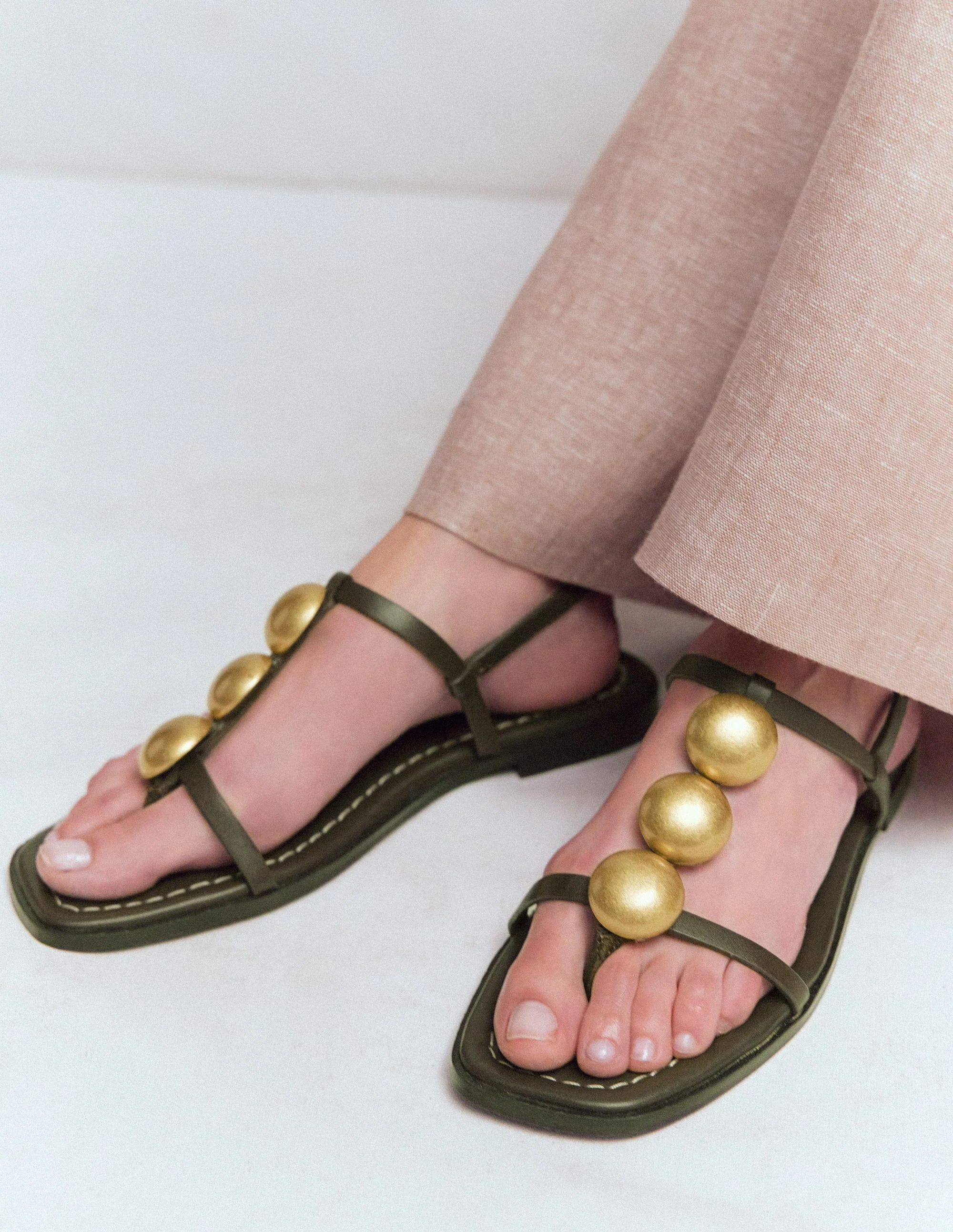 Disc Flat Sandals-Deep Olive - Image 2
