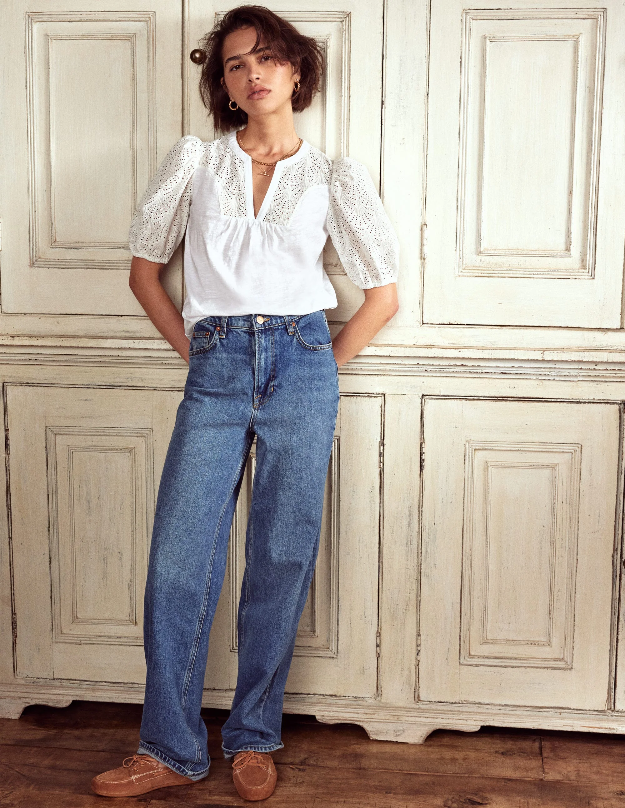 Dolly Broderie Top-White