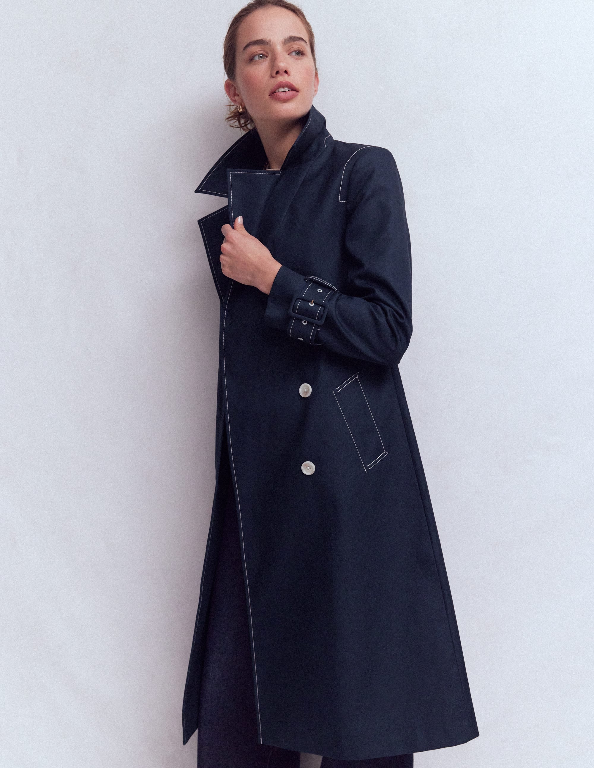 Double Breasted Trench-Navy - Image 5
