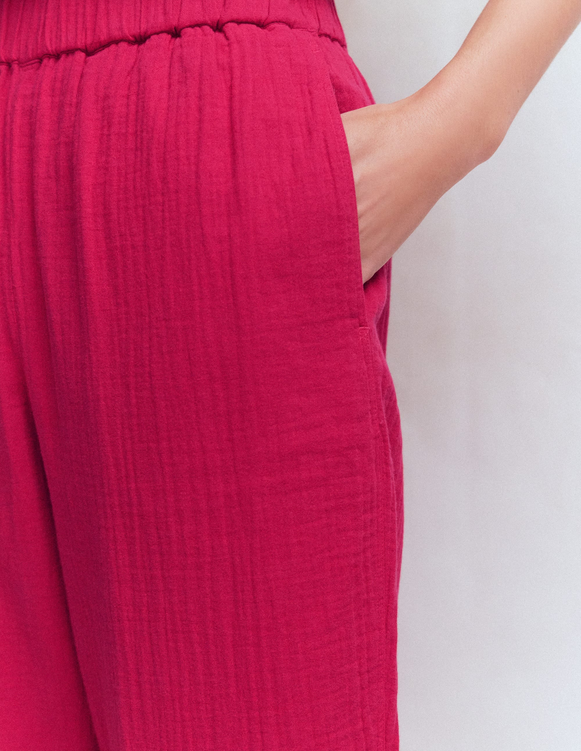 Double Cloth Crop Pants-Pomegranate - Image 2