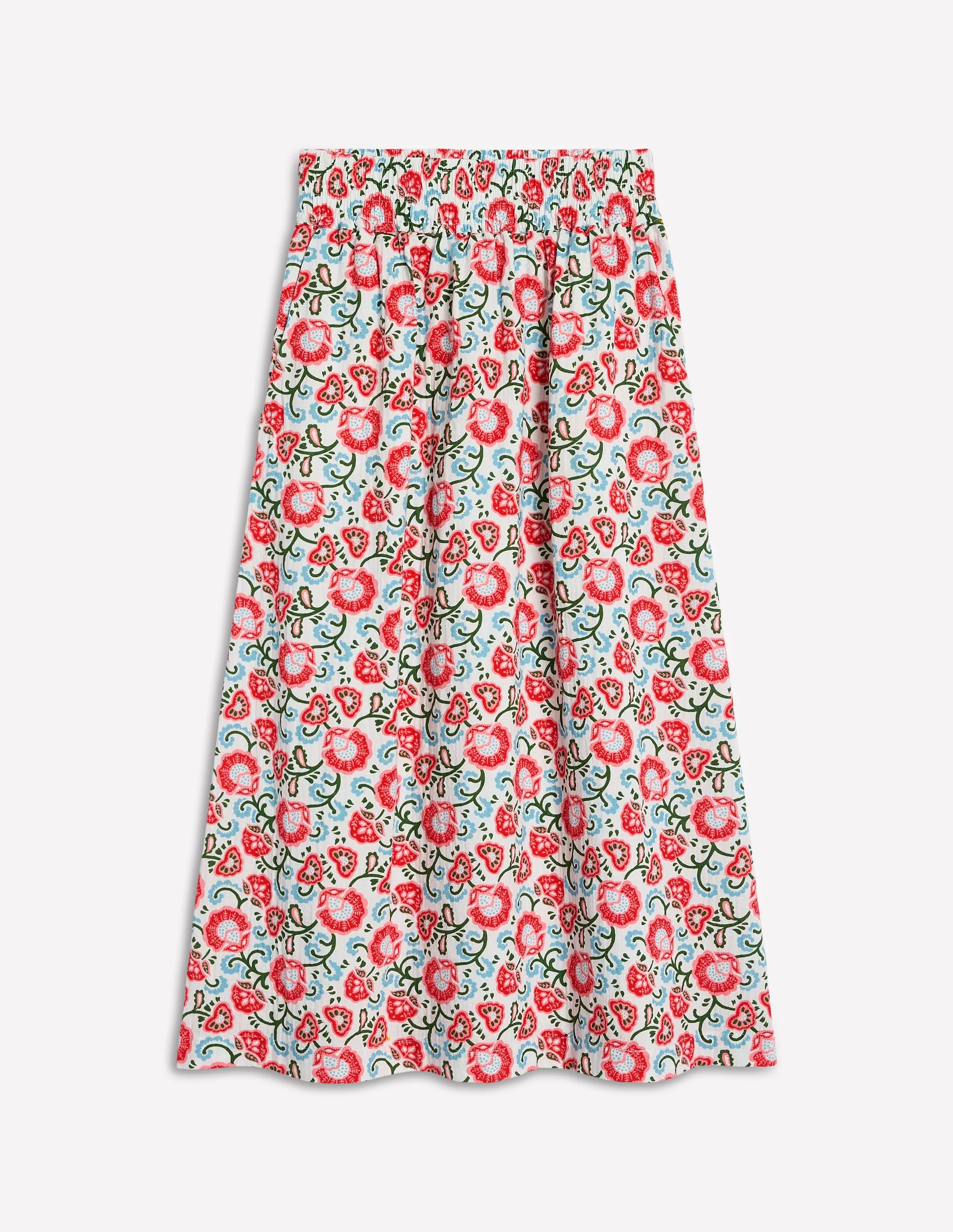 Double Cloth Smocked Skirt-Ivory, Garden Vine - Image 5