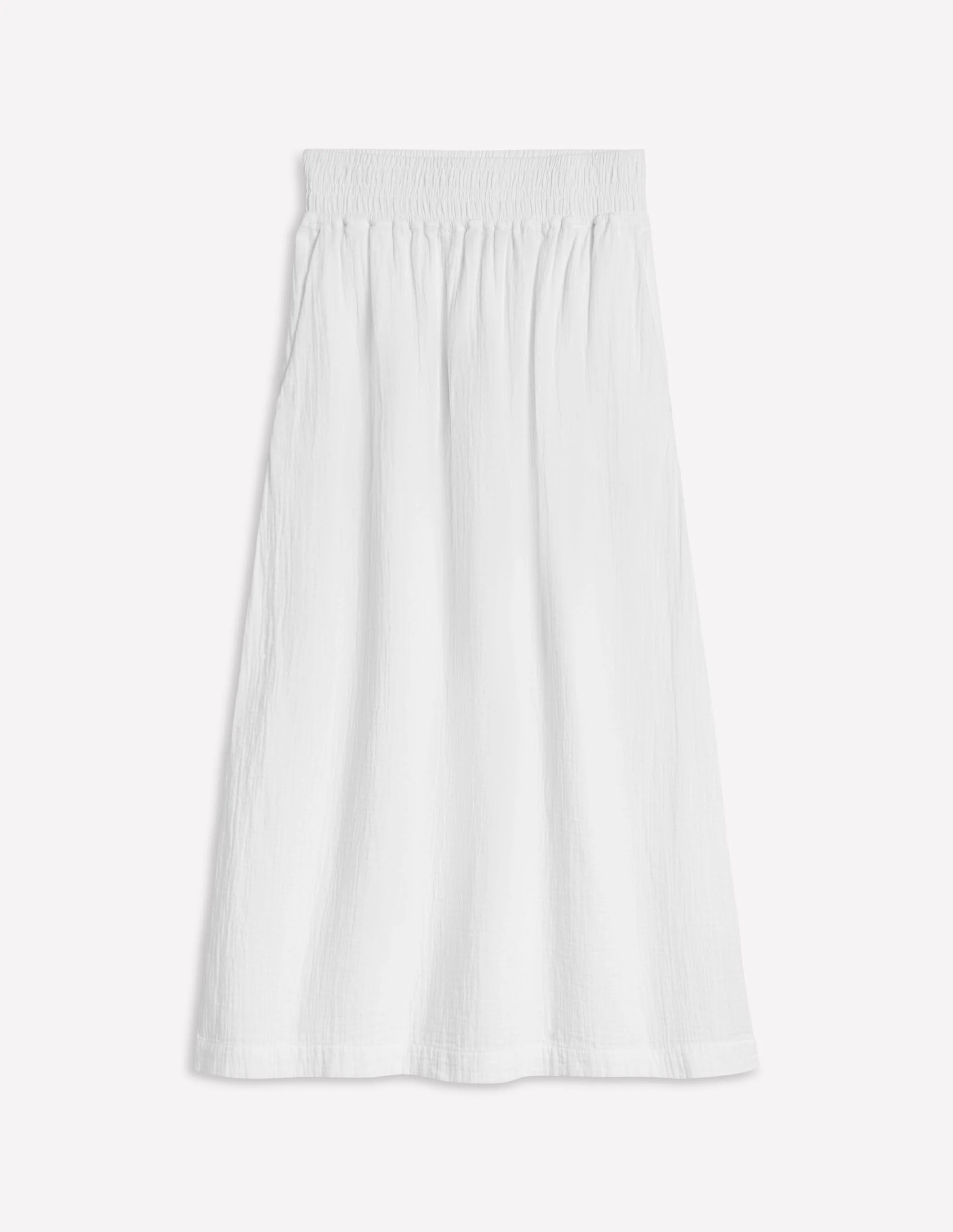 Double Cloth Smocked Skirt-White - Image 5