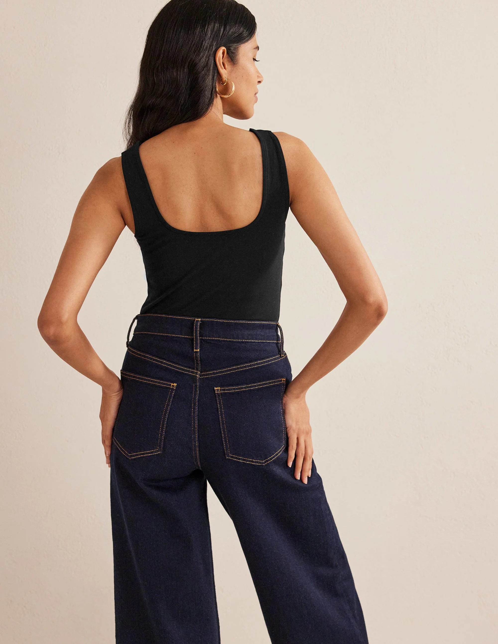 Double Layer Square Neck Tank-Black - Image 3