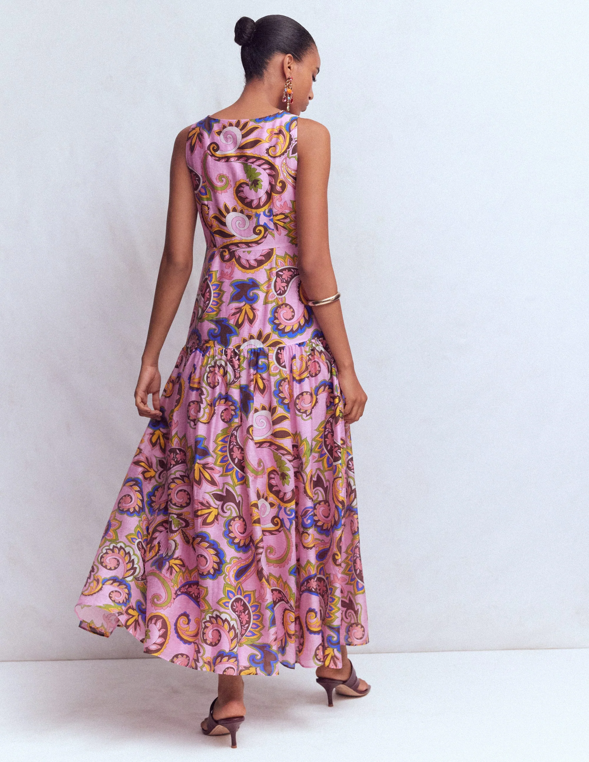 Drop Waist Sleeveless Dress-Multi Paisley Frenzy - Image 3