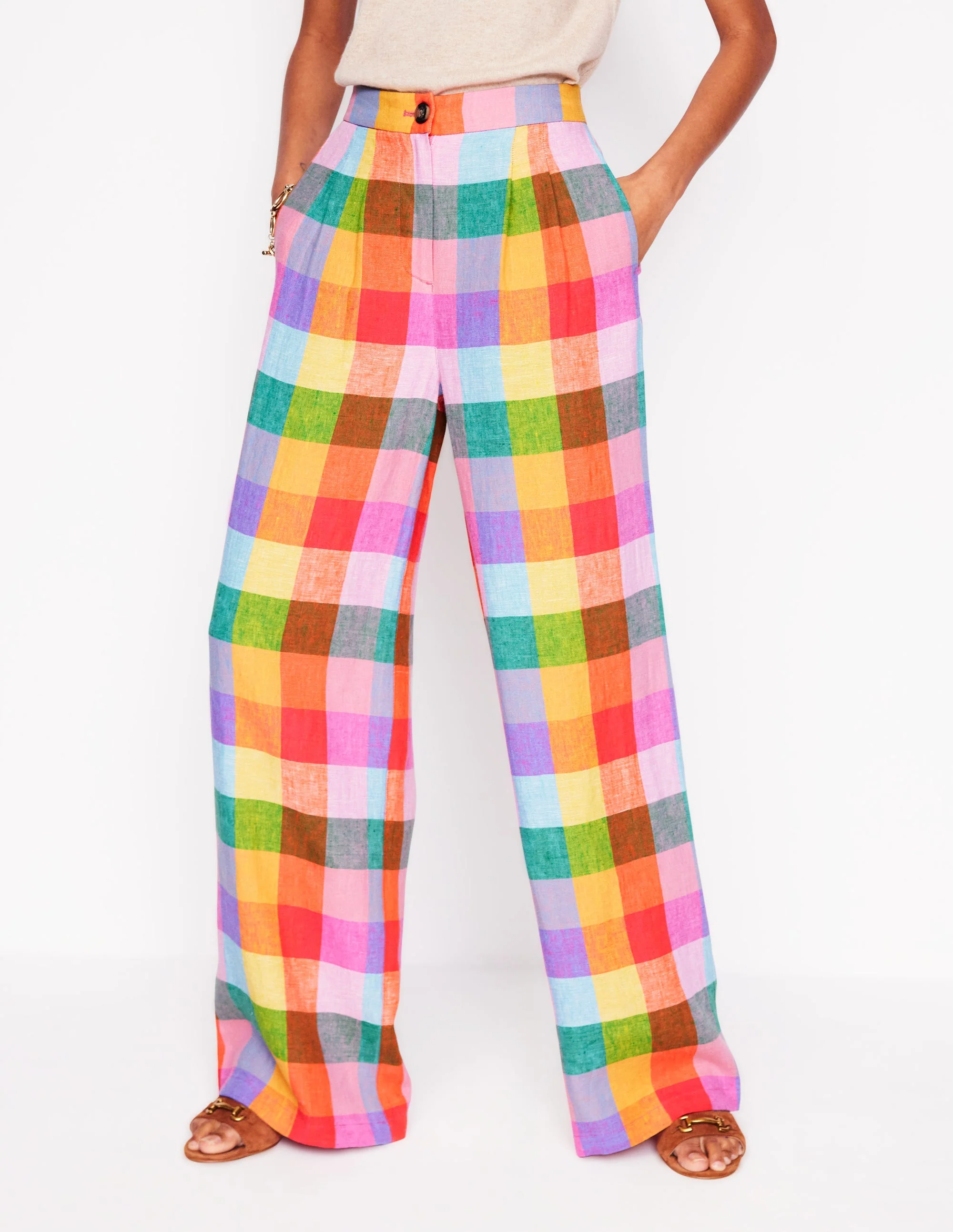 Dulwich Linen Pants-Rainbow Multigingham - Image 6