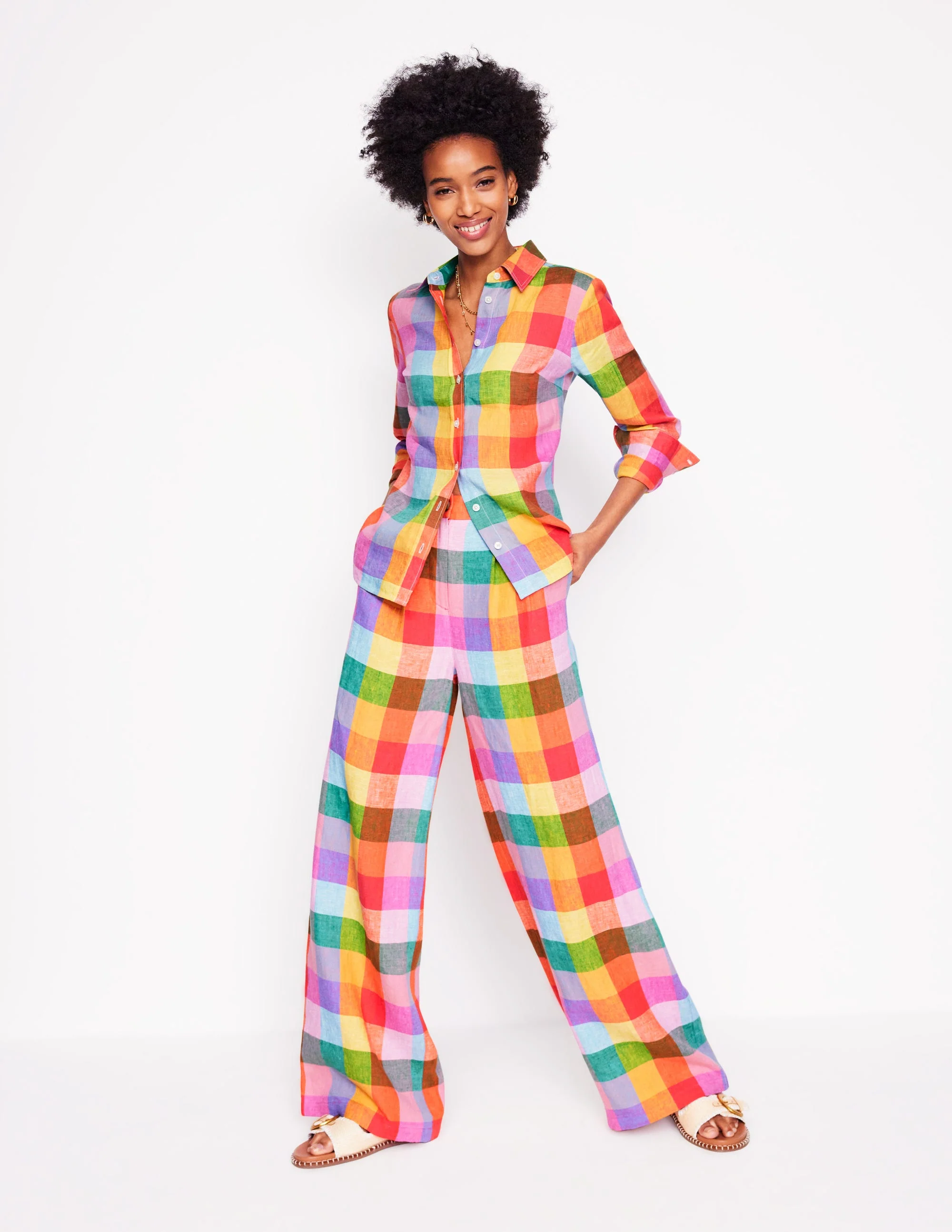 Dulwich Linen Pants-Rainbow Multigingham - Image 7