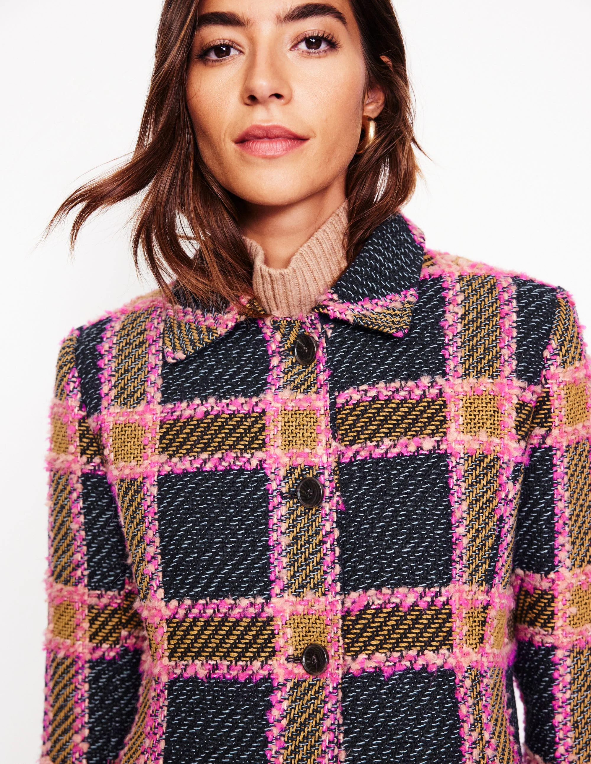 Durham Wool Blend Coat-Pink Check - Image 3