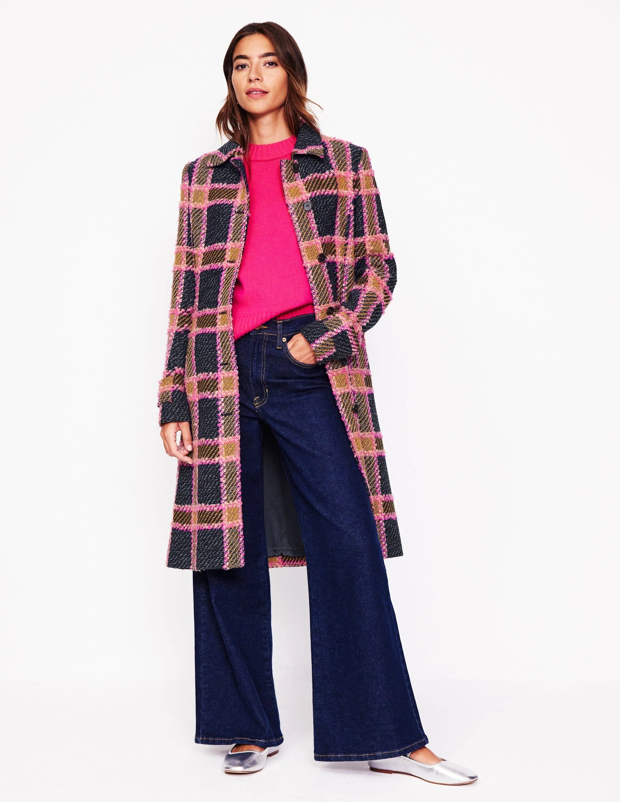 Durham Wool Blend Coat-Pink Check - Image 6