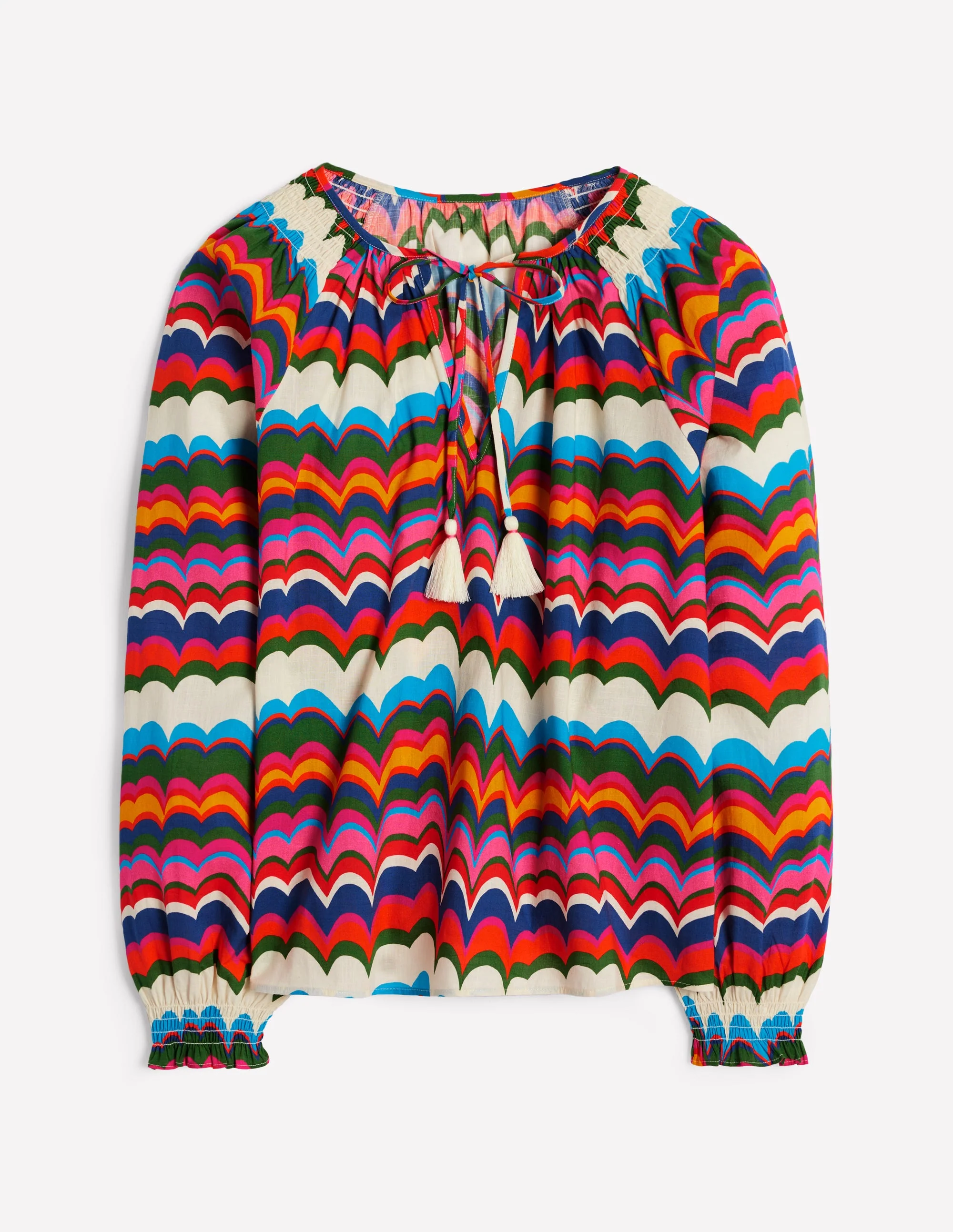 Easy Cotton Blouse-Multi, Abstract Wave - Image 6