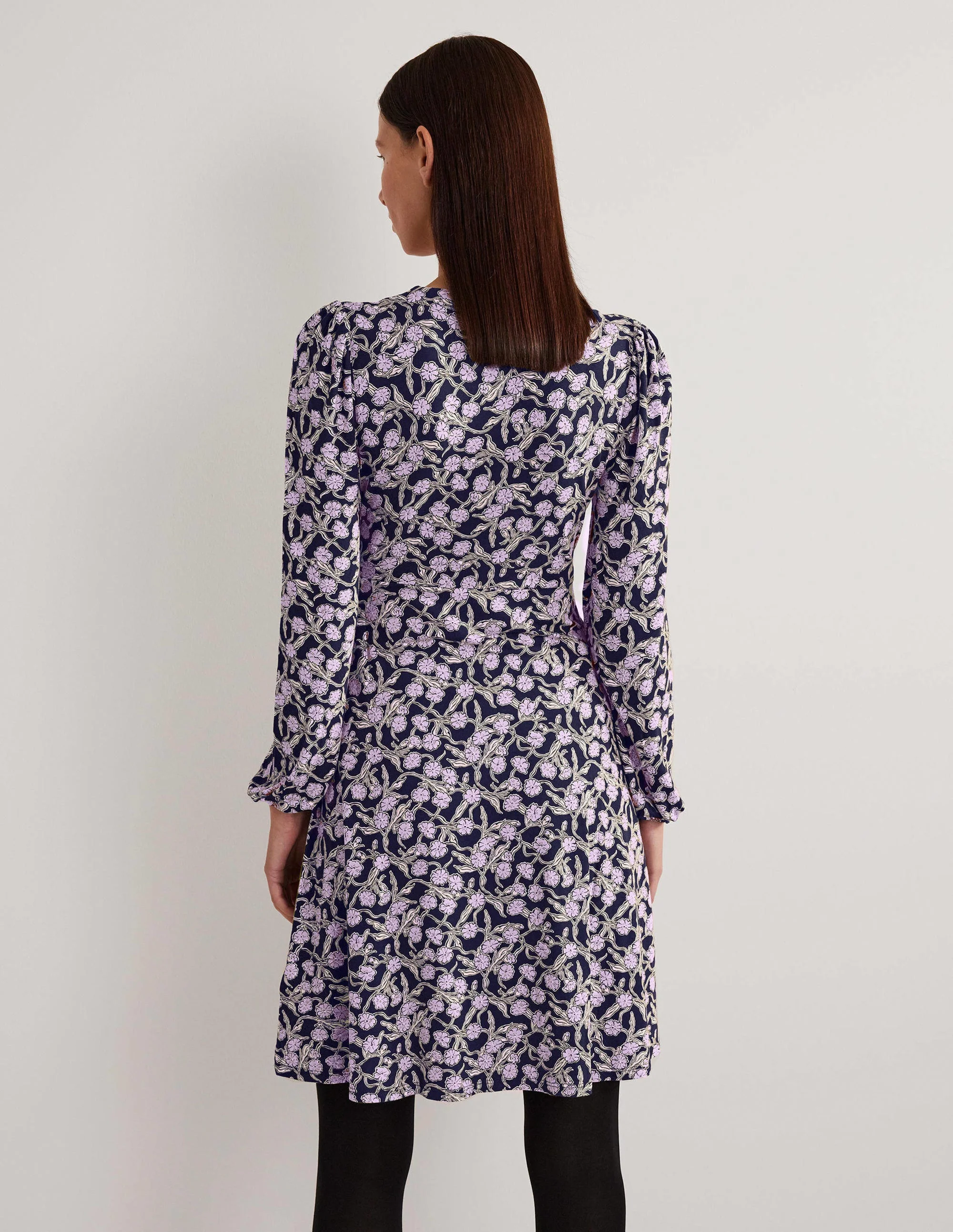 Easy Fixed Wrap Jersey Dress-Multi, Petal Vine - Image 3
