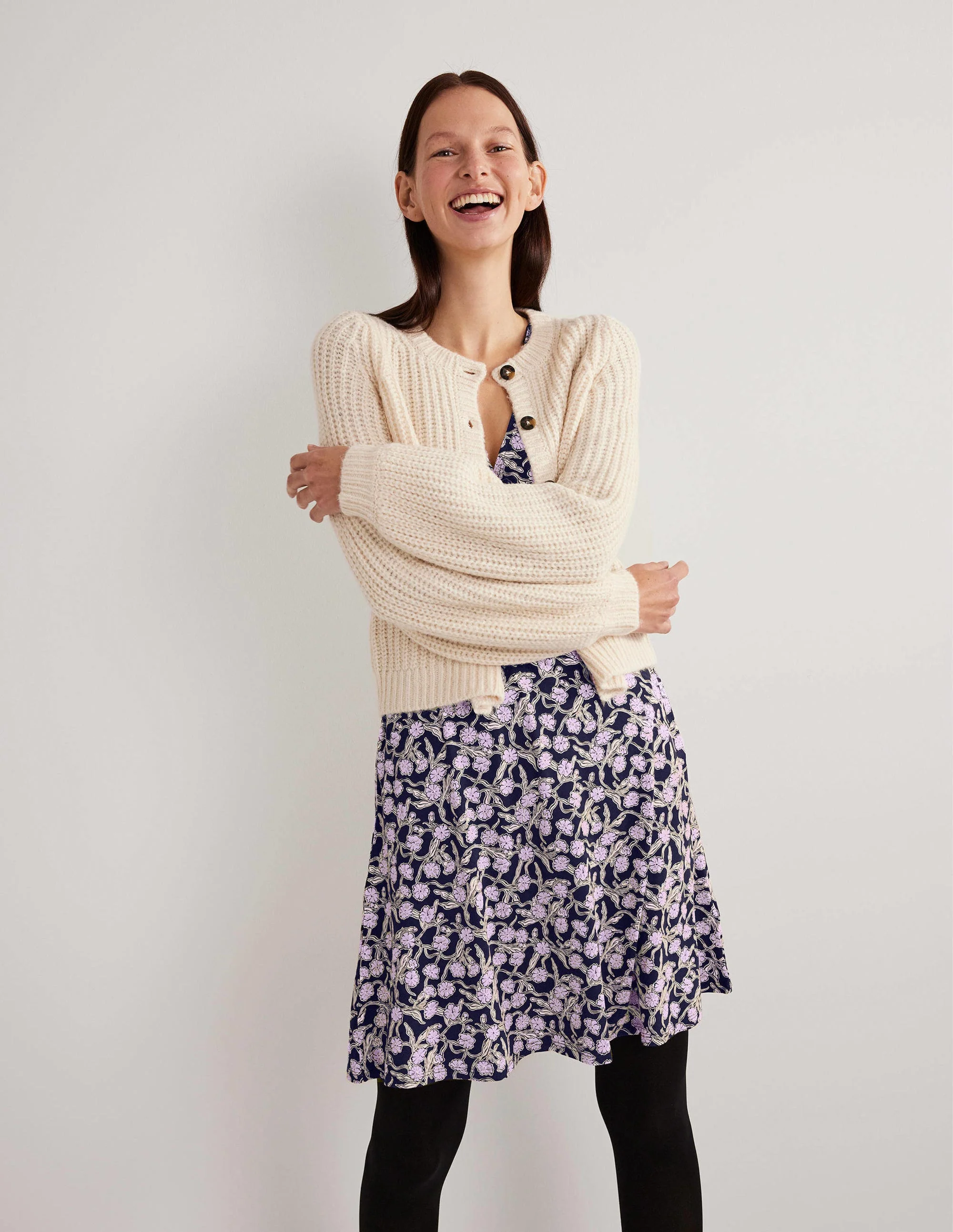 Easy Fixed Wrap Jersey Dress-Multi, Petal Vine - Image 4