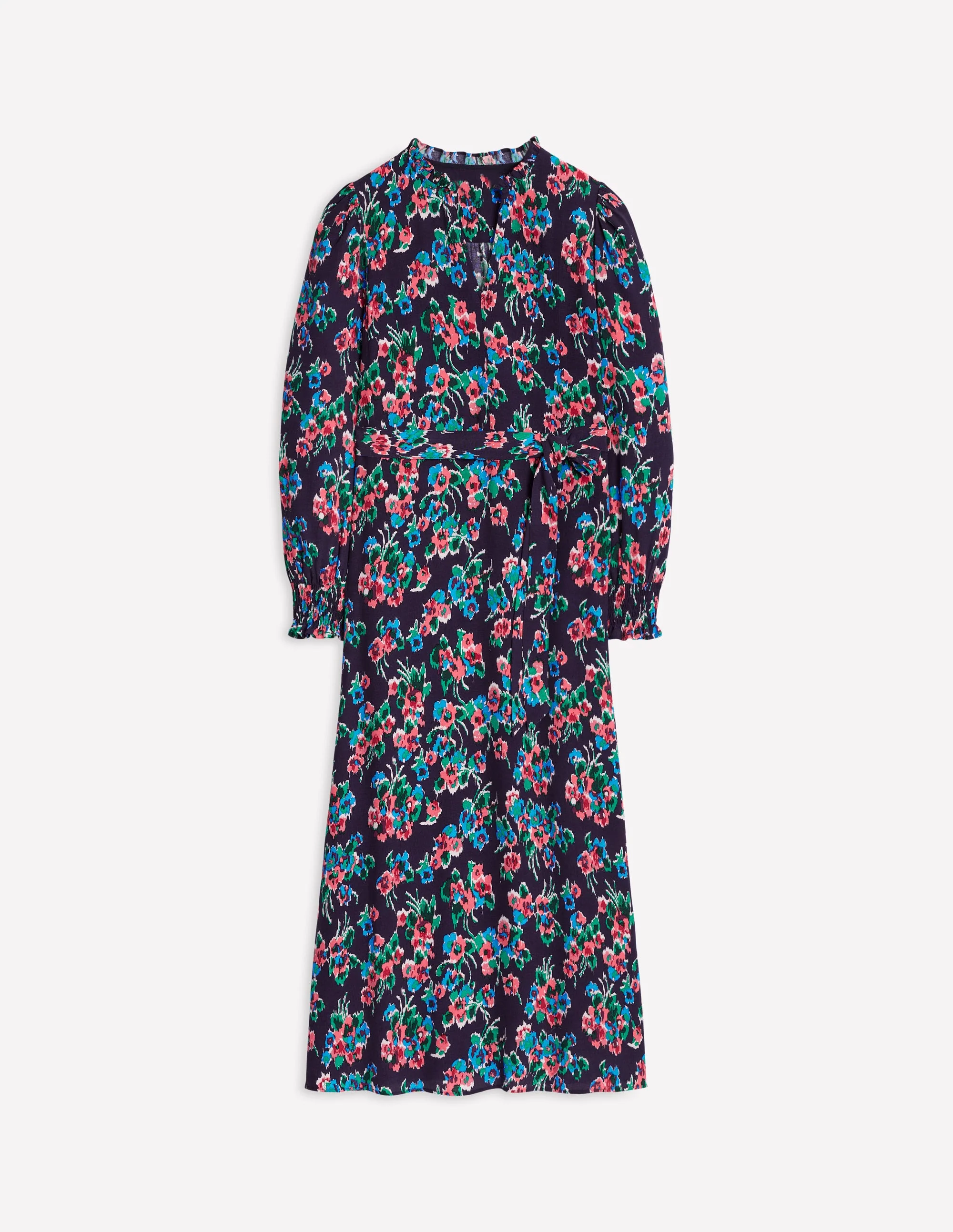 Easy Notch Midi Dress-Navy, Abstract Posy - Image 6