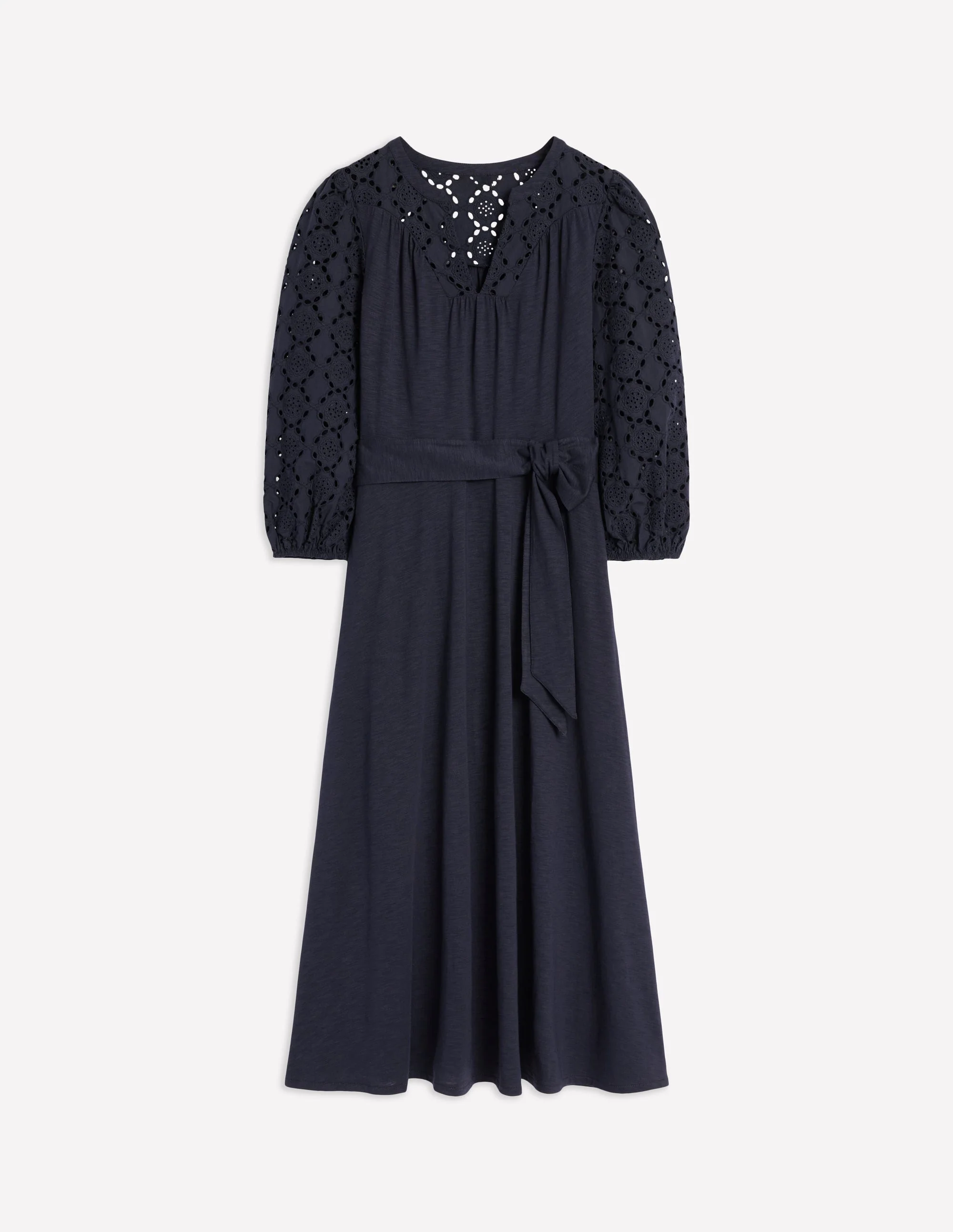Eden Broderie Jersey Dress-Navy - Image 5