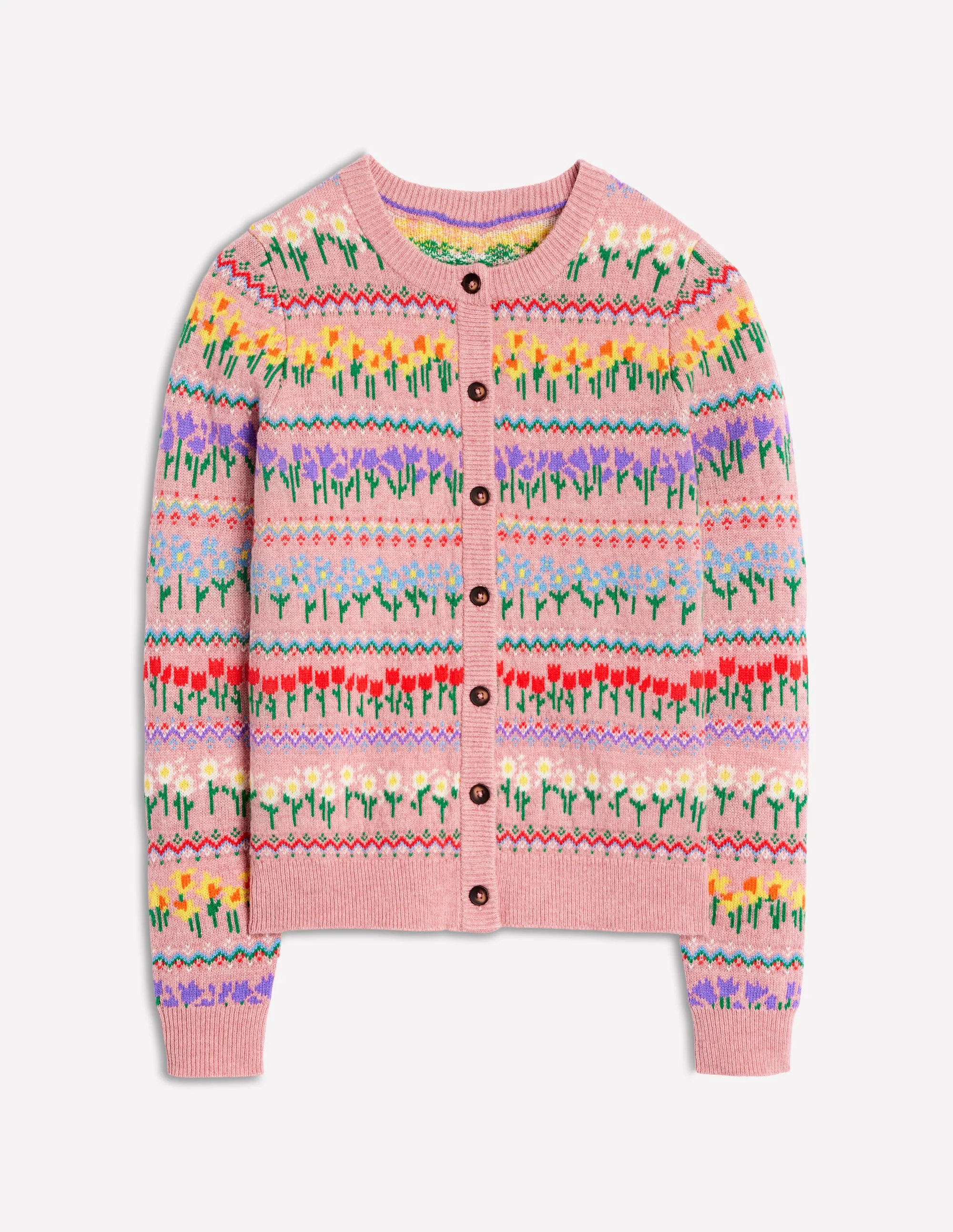 Edie Fair Isle Cardigan-Meadowsweet Pink, Flowers - Image 9