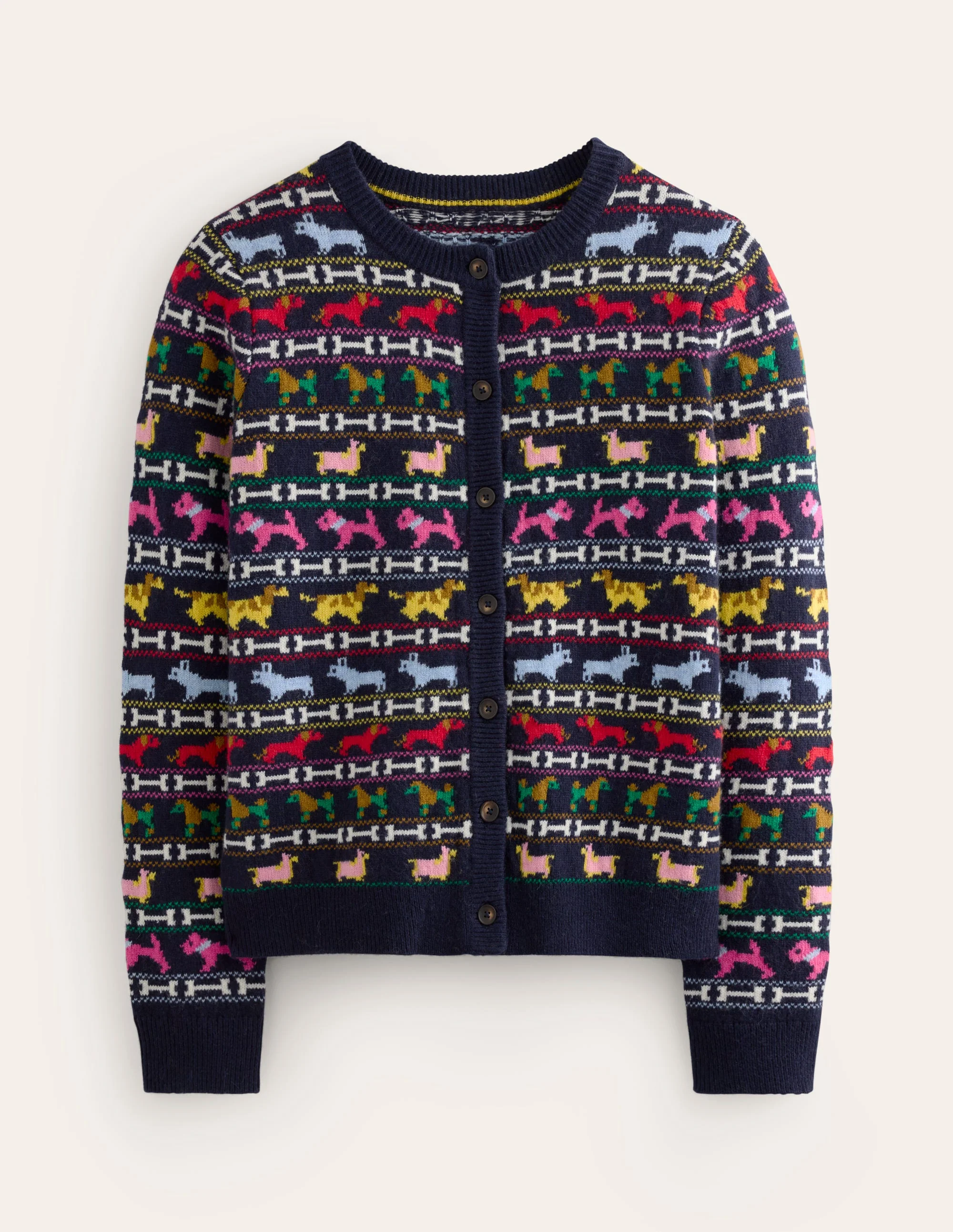 Edie Fair Isle Cardigan-Navy, Dogs - Image 10