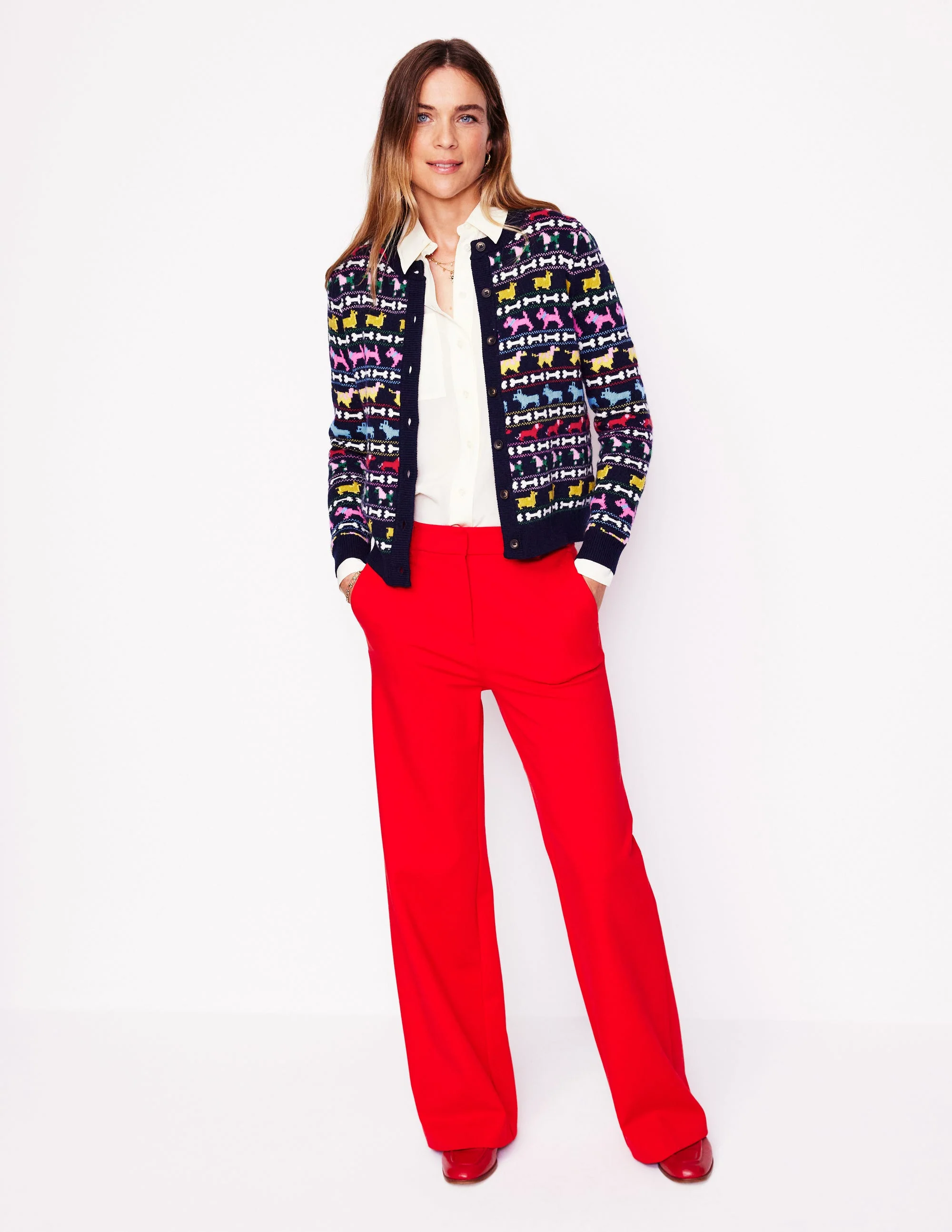Edie Fair Isle Cardigan-Navy, Dogs - Image 4