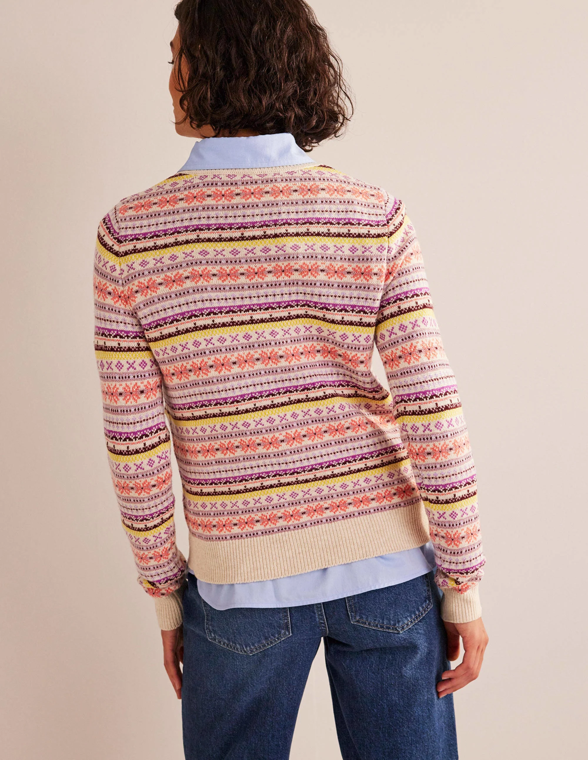 Edie Fair Isle Sweater-Chalky Pink Fair Isle - Image 3