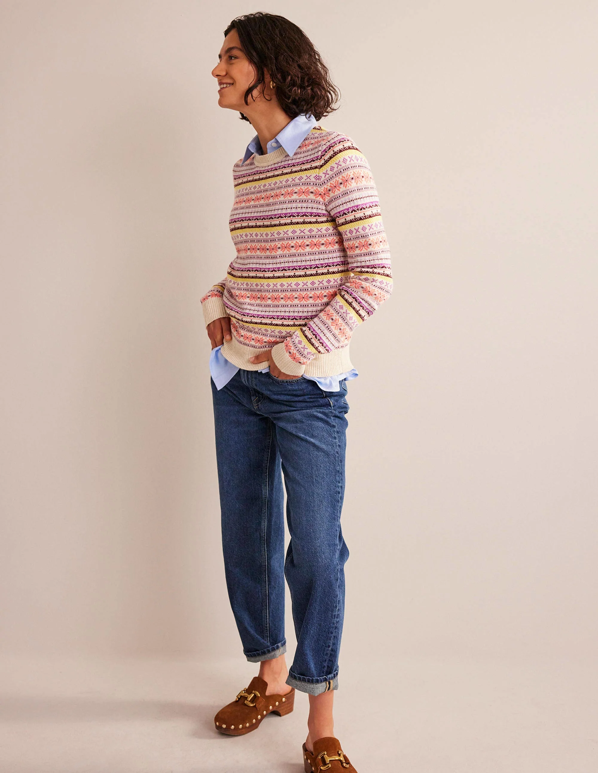 Edie Fair Isle Sweater-Chalky Pink Fair Isle - Image 4