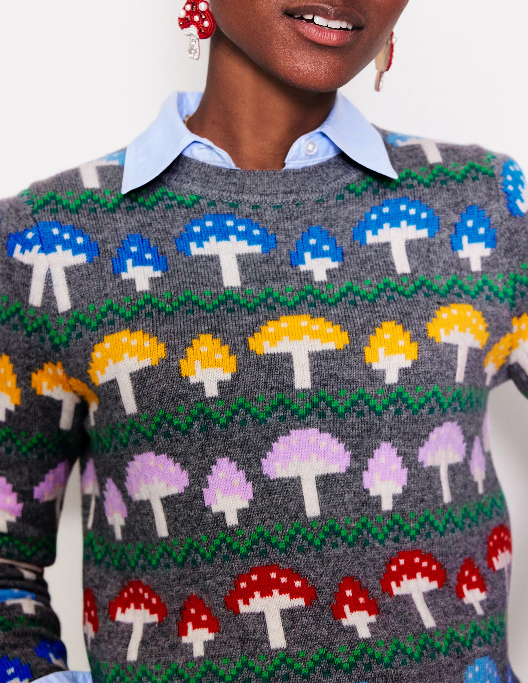 Edie Fair Isle Sweater-Grey Mushroom - Image 2