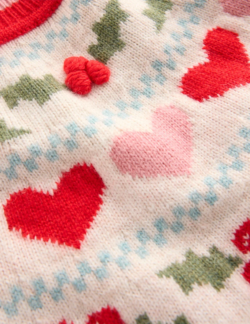 Edie Fair Isle Sweater-Oatmeal Melange, Holly - Image 7