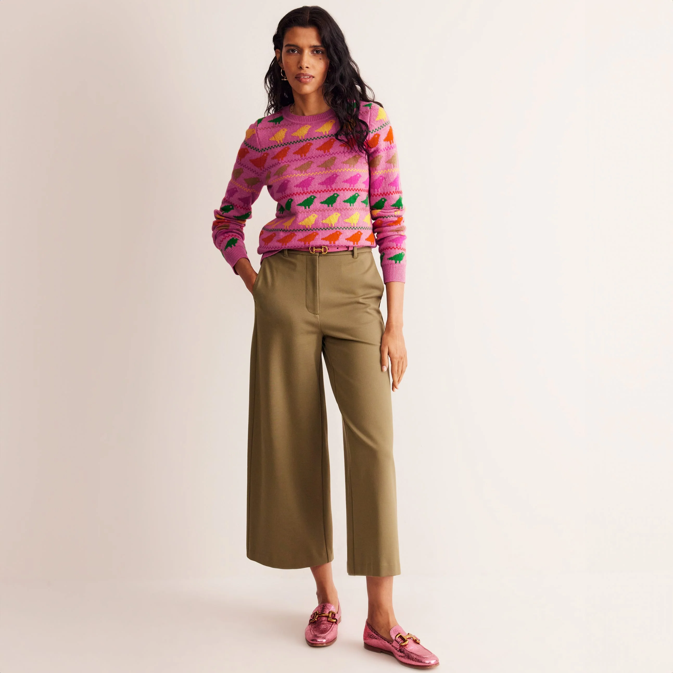 Edie Fair Isle Sweater-Pink Birds - Image 5