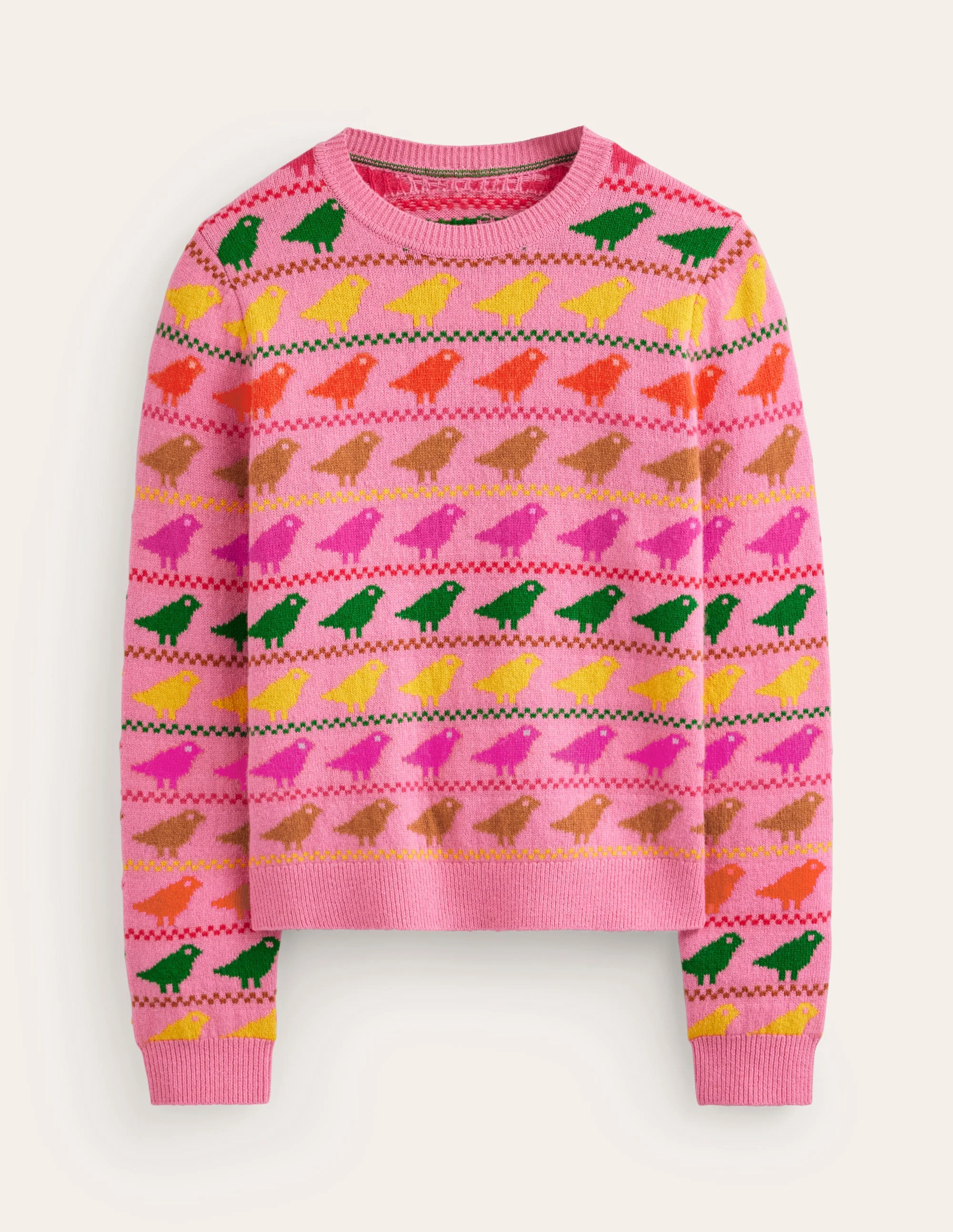 Edie Fair Isle Sweater-Pink Birds - Image 8