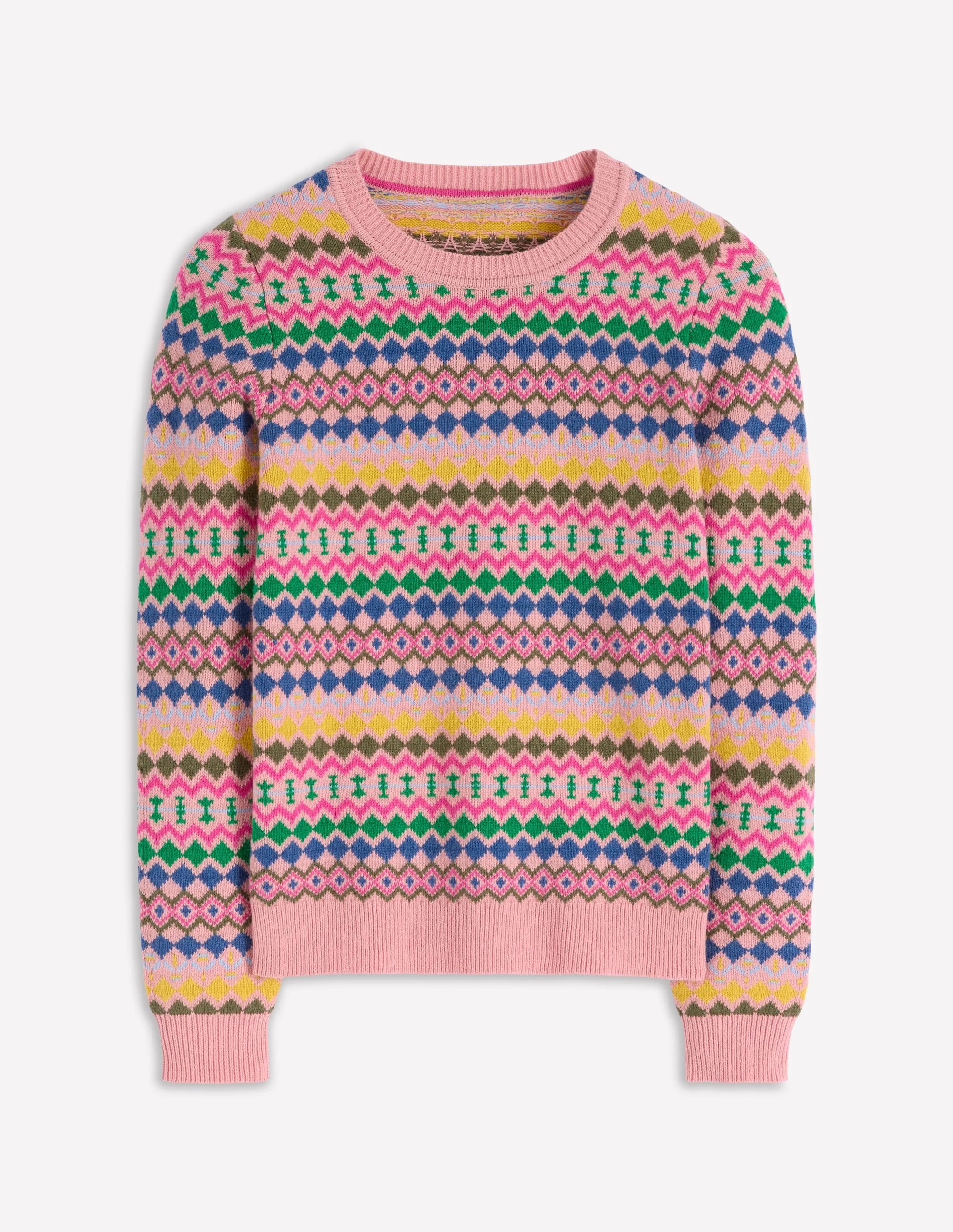 Edie Fair Isle Sweater-Pink, Geo Fair Isle - Image 6