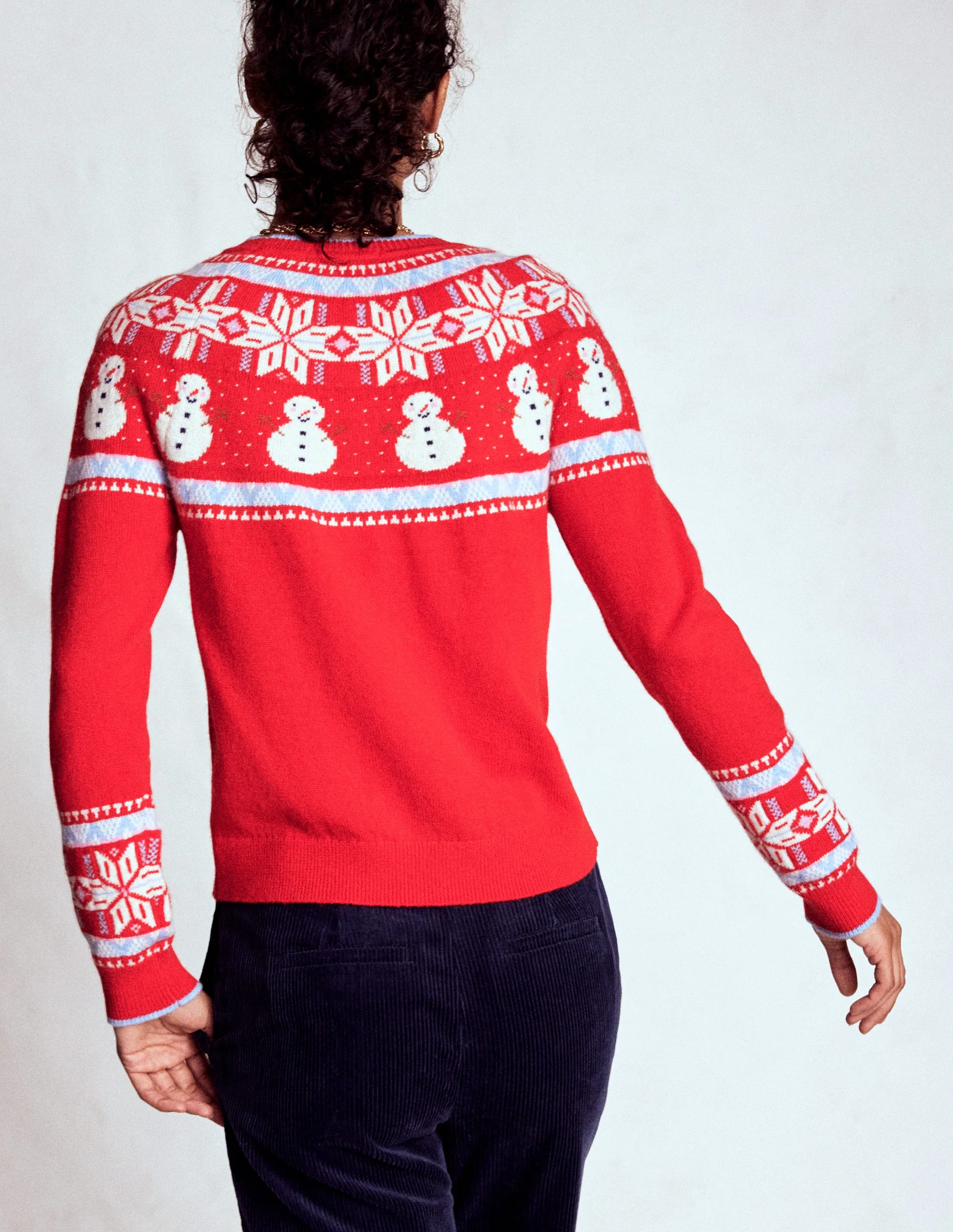 Edie Fair Isle Sweater-Red, Snowman - Image 3