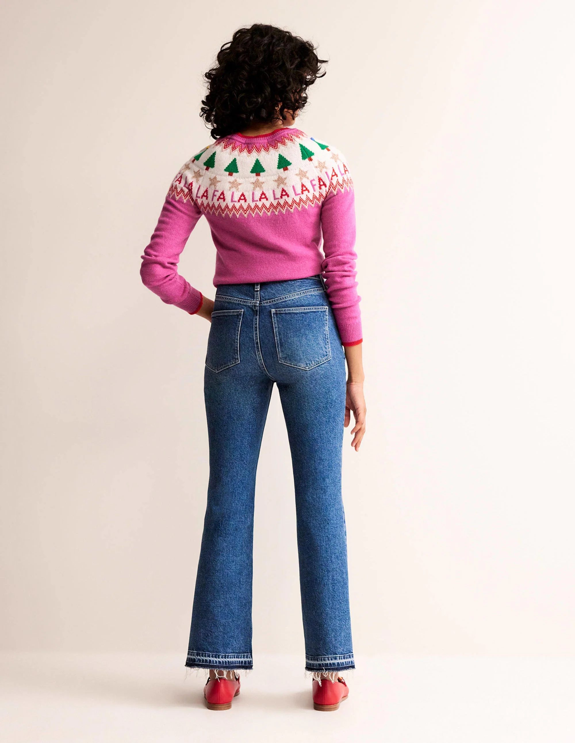 Edie Fair Isle Sweater-Vibrant Pink Fair Isle - Image 6