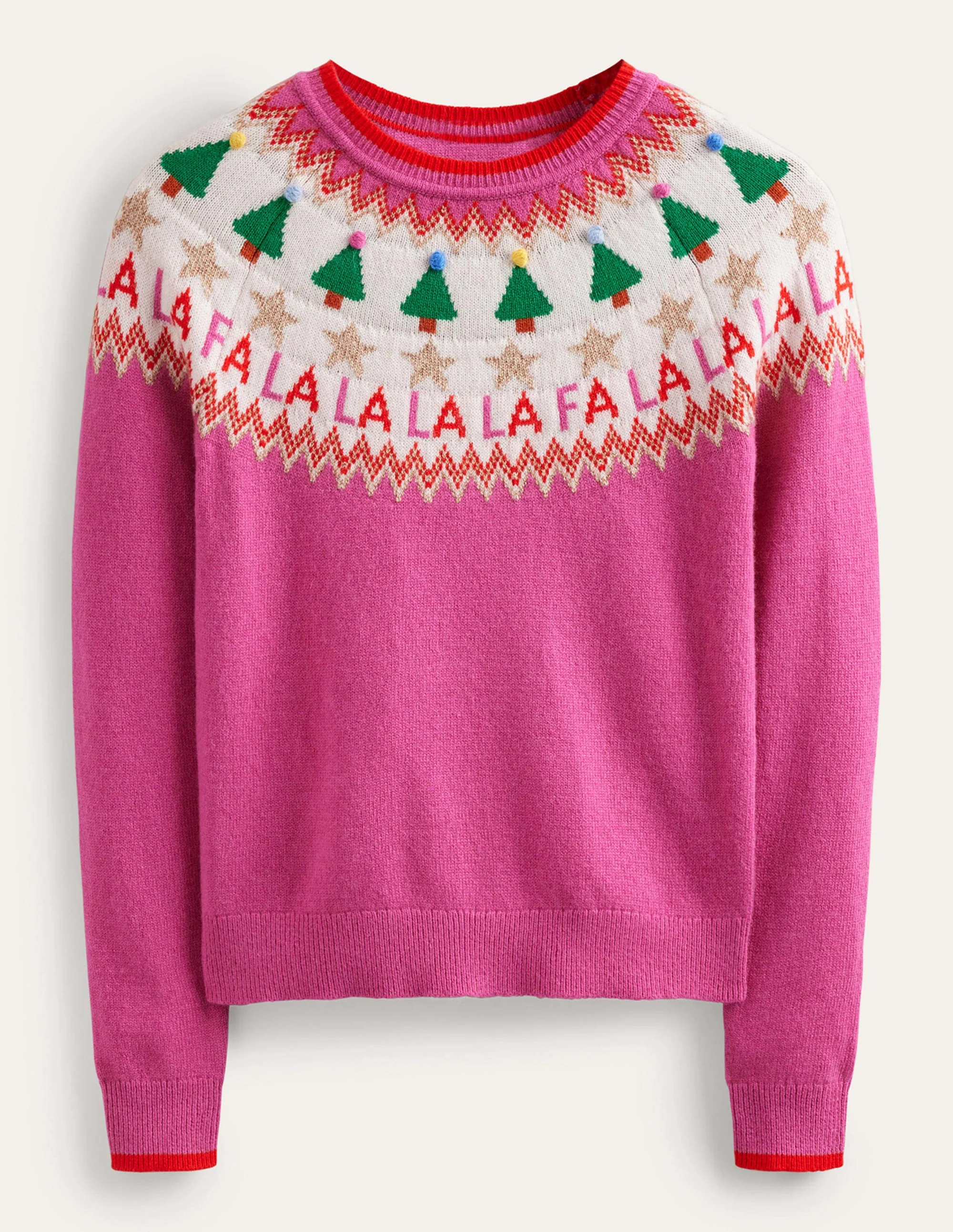 Edie Fair Isle Sweater-Vibrant Pink Fair Isle - Image 8