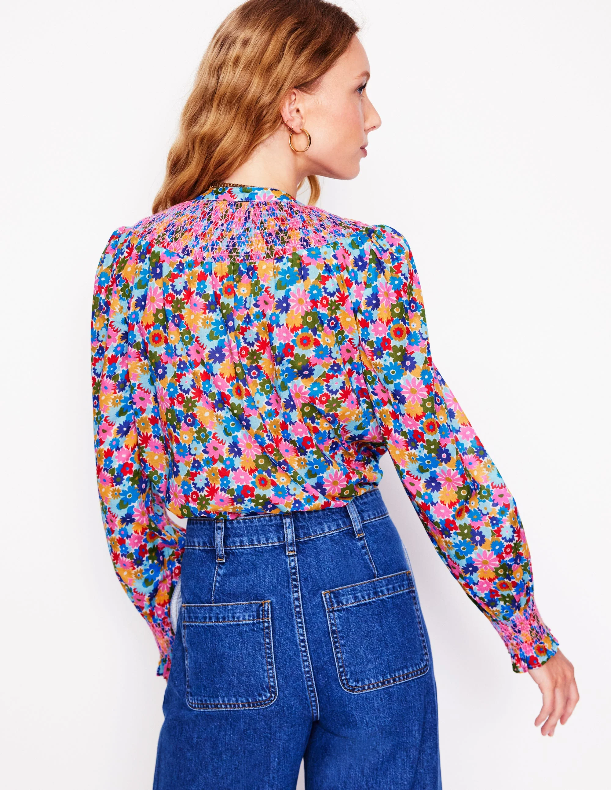 Effie Smocked Blouse-Multi, Paintbox Ditsy - Image 5