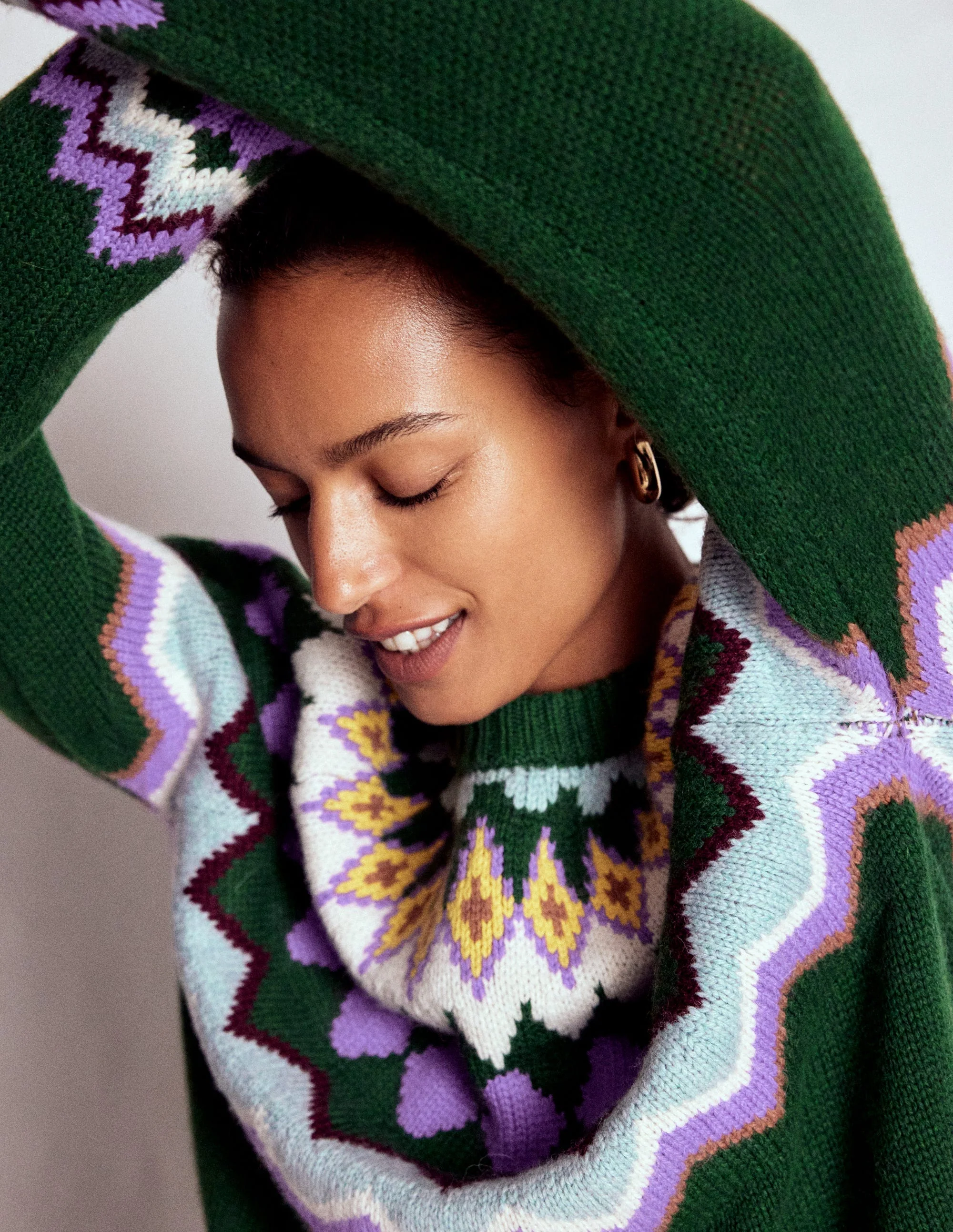 Eleanor Fair Isle Sweater-Promenade Green Melange - Image 4
