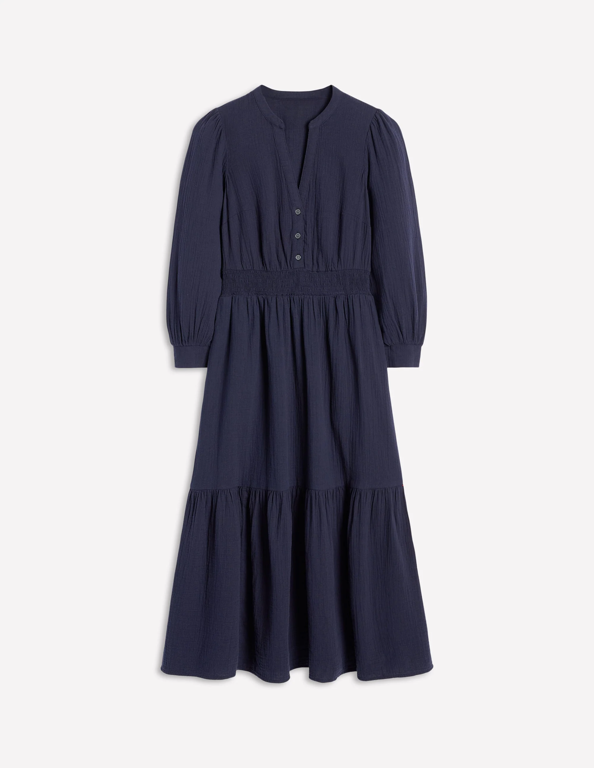 Elena Double Cloth Midi Dress-Navy - Image 5