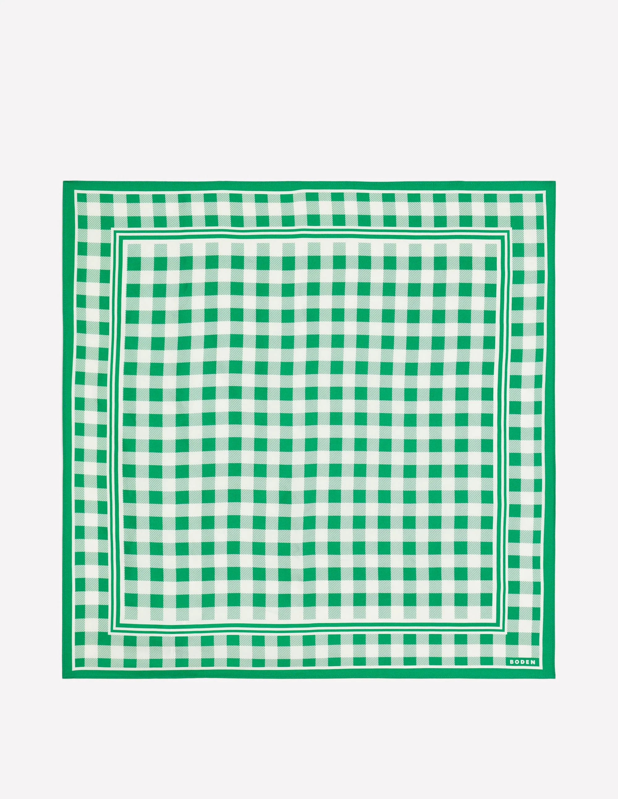 Elisabeth Silk Square Scarf-Green Gingham - Image 4