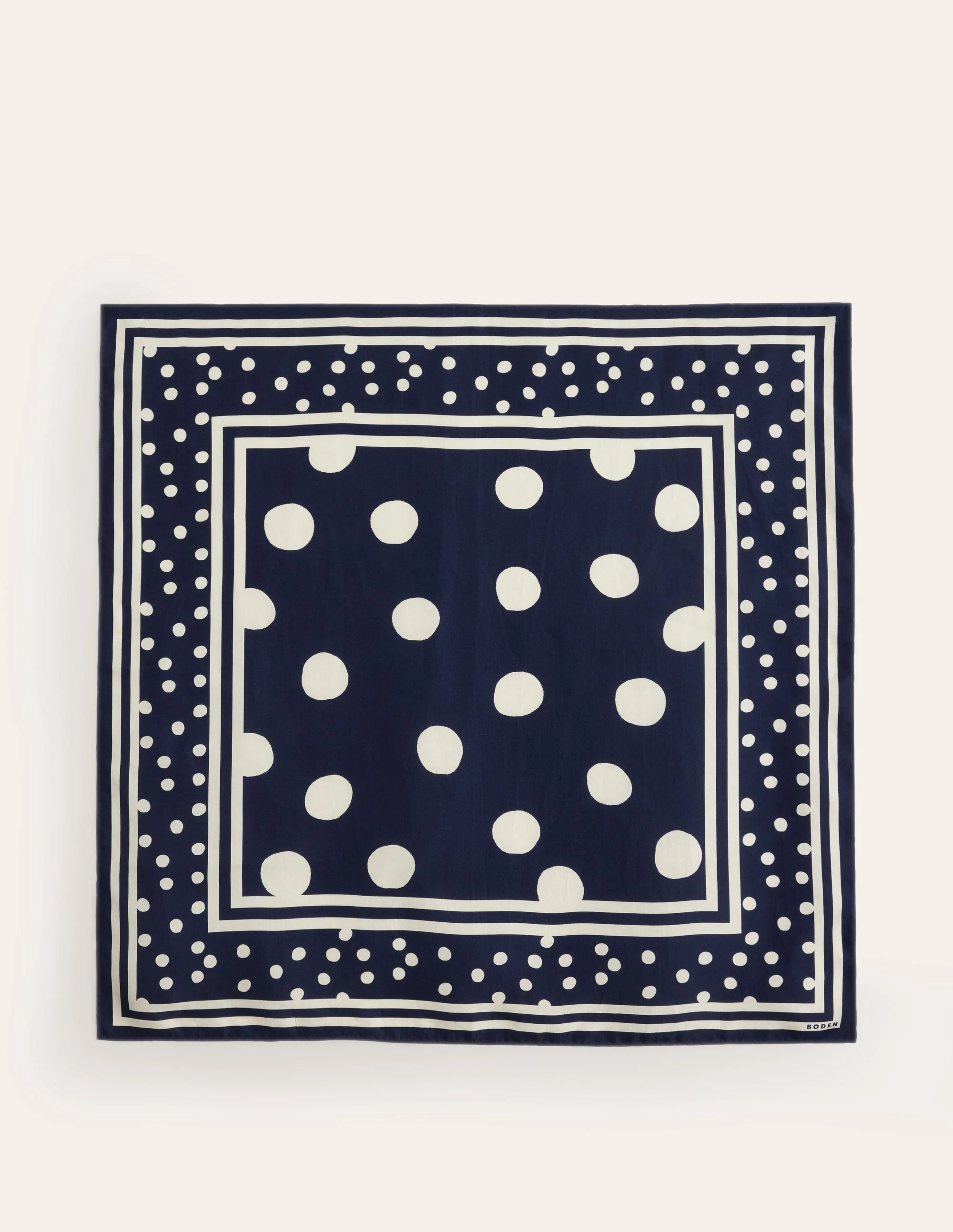 Elisabeth Silk Square Scarf-Navy Spot - Image 4